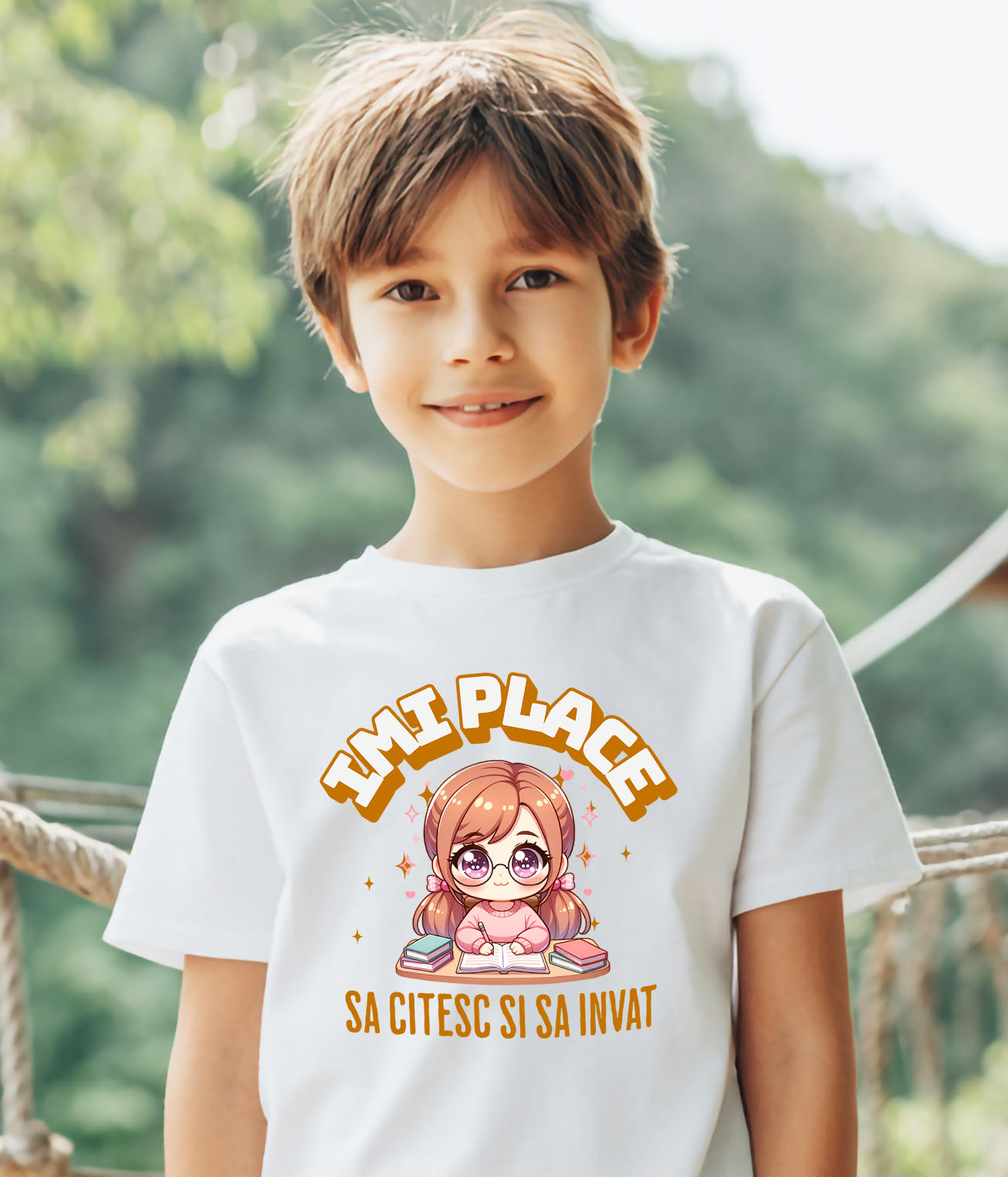 Tricou Femei, Barbati, Copii, Fata, Baiat, Unisex Personalizat Tricou Personalizat Fata Anime – "Imi Place Sa Citesc si Sa Invat" | Cadou Educativ pentru Iubitori de Carti [3]