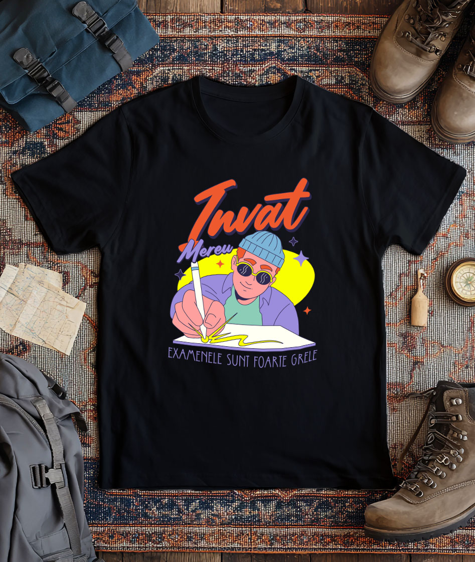 Tricou Femei, Barbati, Copii, Fata, Baiat, Unisex Personalizat Tricou Personalizat Băiat Hip Hop – "Învăț Mereu, Examenele Sunt Foarte Grele" | Cadou pentru Studenți și Iubitori de Educație [2]