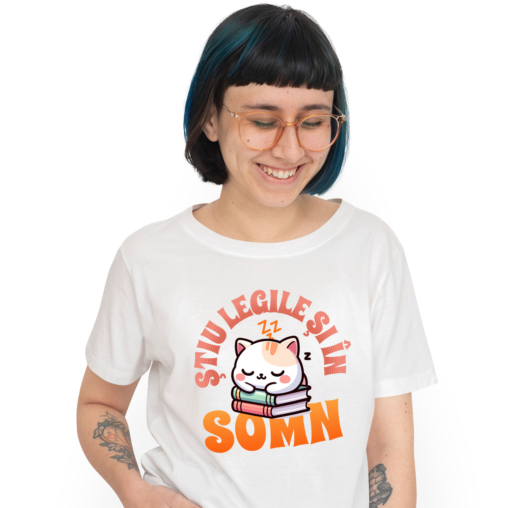 Educatie - Tricou Femei, Barbati, Copii, Fata, Baiat, Unisex Personalizat Tricou Pisica Somnoroasă - "Știu Legile Și În Somn" | Cadou Amuzant pentru Iubitorii de Pisici și Educație