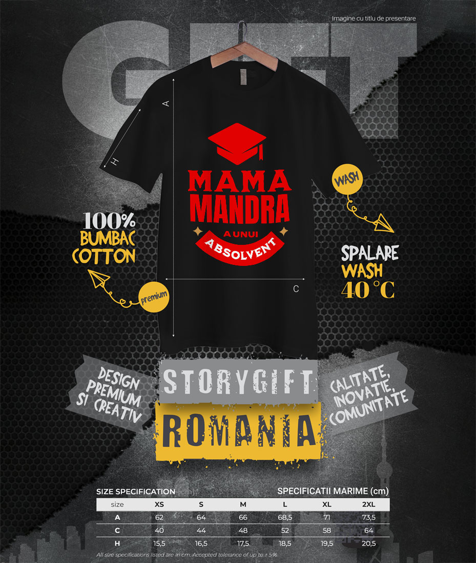 Tricou Femei, Barbati, Copii, Fata, Baiat, Unisex Personalizat Toca Absolvire - Mama Mândră de Un Absolvent | Cadou Educație și Familie [3]