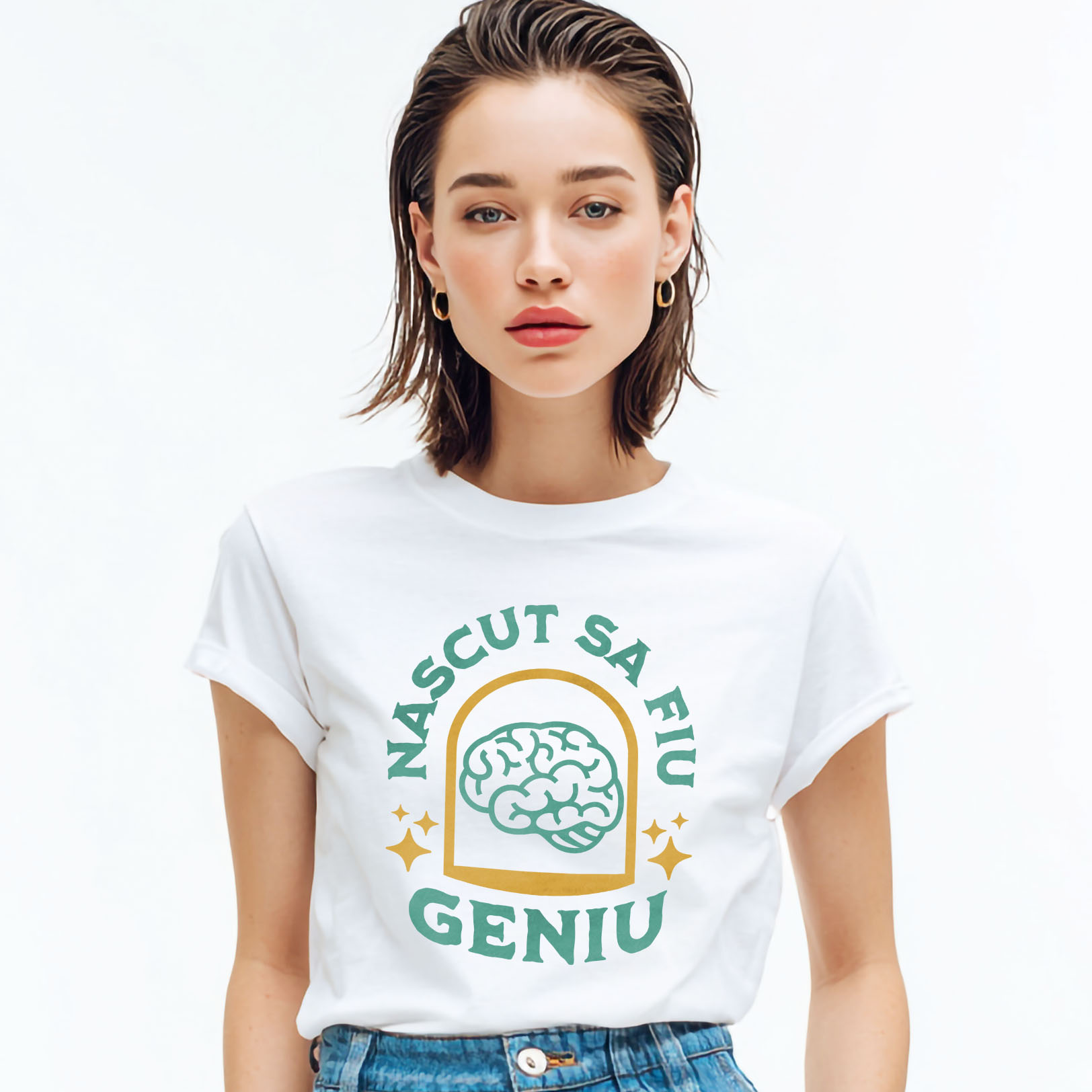 Educatie - Tricou Femei, Barbati, Copii, Fata, Baiat, Unisex Personalizat Creier Uman și Inteligență | Născut să Fiu Un Geniu | Educație și Înțelepciune