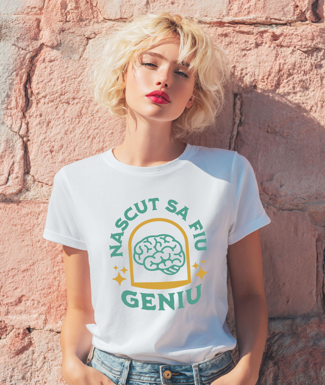 Tricou Femei, Barbati, Copii, Fata, Baiat, Unisex Personalizat Creier Uman și Inteligență | Născut să Fiu Un Geniu | Educație și Înțelepciune [1]