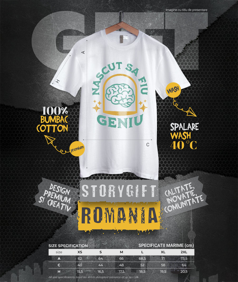 Tricou Femei, Barbati, Copii, Fata, Baiat, Unisex Personalizat Creier Uman și Inteligență | Născut să Fiu Un Geniu | Educație și Înțelepciune [3]