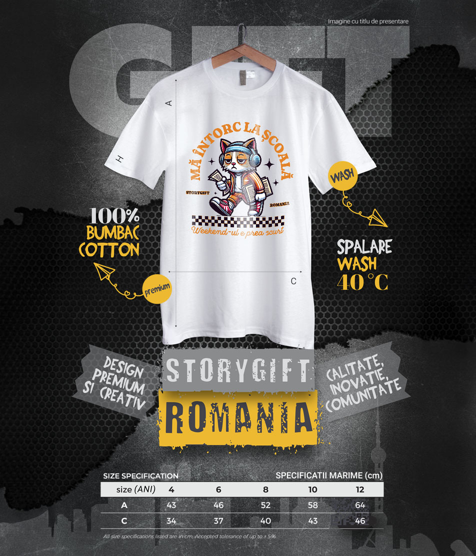 Tricou Femei, Barbati, Copii, Fata, Baiat, Unisex Personalizat Pisică Supărată și Extenuată cu Ținută Hip Hop | Întoarcerea la Școală [5]