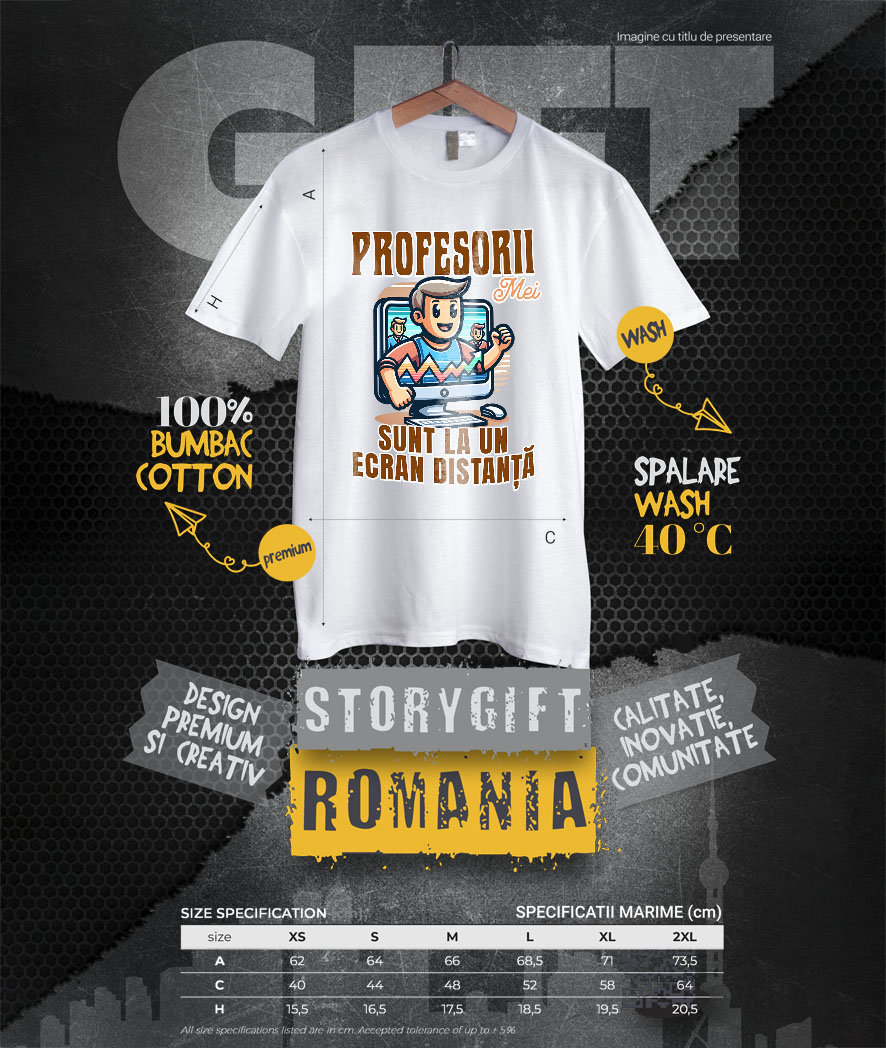 Tricou Femei, Barbati, Copii, Fata, Baiat, Unisex Personalizat Profesorii Mei Sunt la Un Ecran Distanta | Învață Online – Produse Educaționale Personalizate [3]