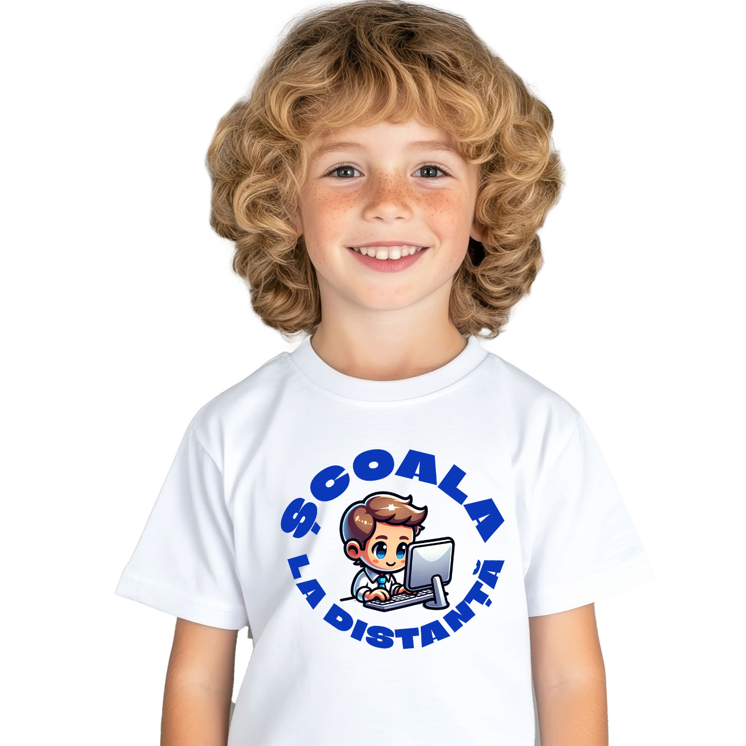 Tricou Femei, Barbati, Copii, Fata, Baiat, Unisex Personalizat Școala la Distanță – Învățătura Online pentru Copii | Educație Digitală [1]