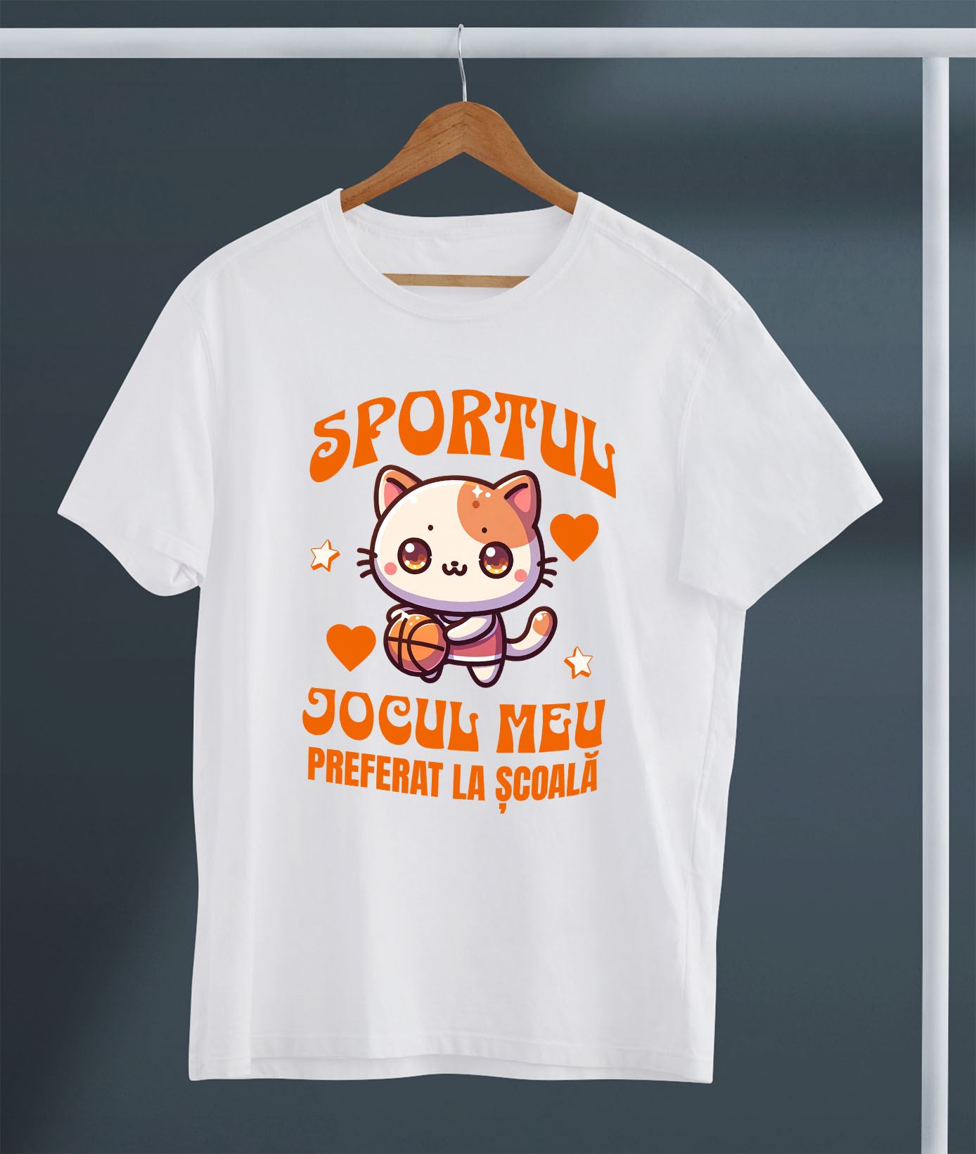 Tricou Femei, Barbati, Copii, Fata, Baiat, Unisex Personalizat Pisică cu Minge de Baschet - Sportul Jocul Meu Preferat pentru Școală și Educație [2]