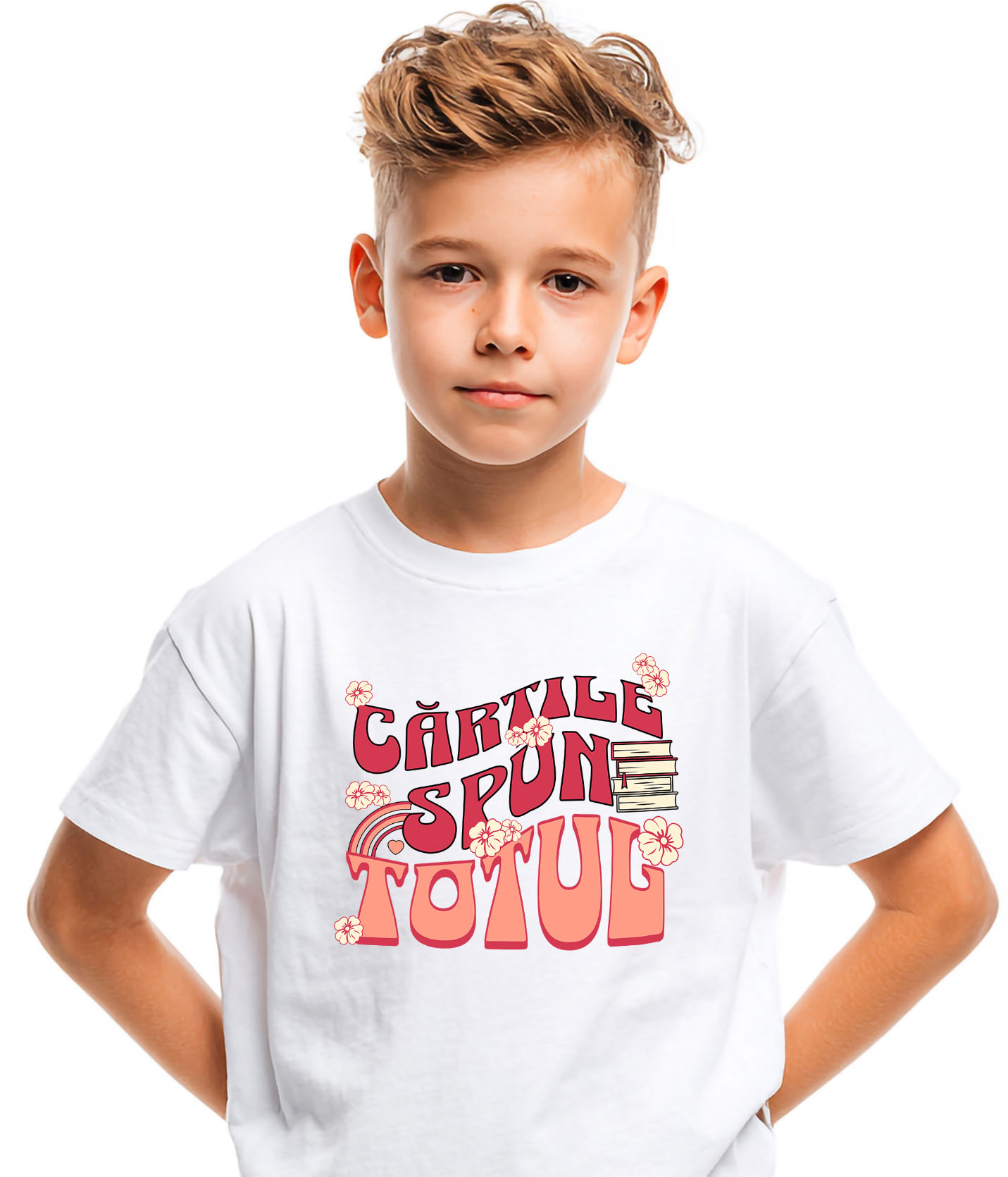 Tricou Femei, Barbati, Copii, Fata, Baiat, Unisex Personalizat Teanc de Cărți de Studii și Flori Colorate - Educație și Dezvoltare Personală [3]