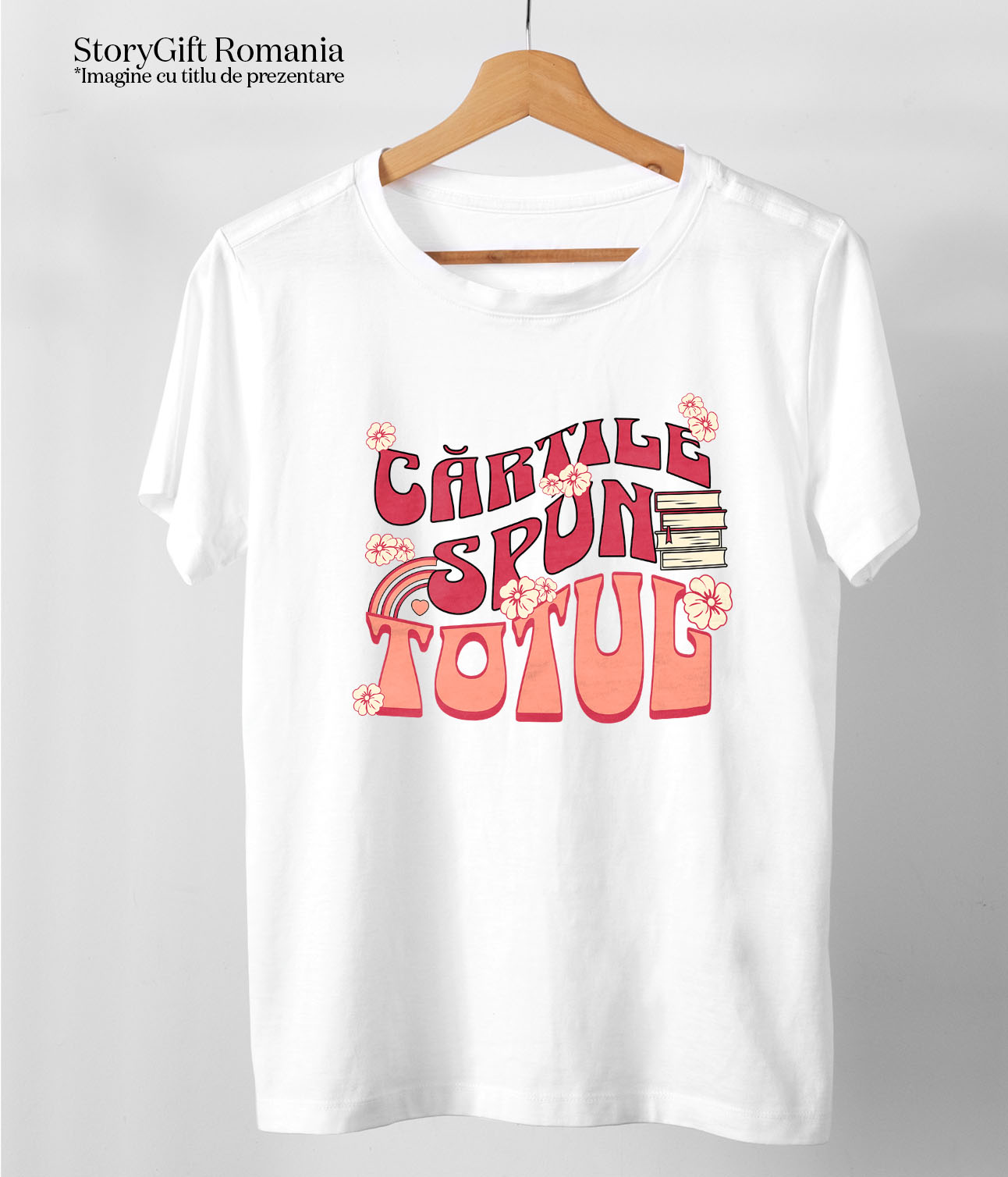 Tricou Femei, Barbati, Copii, Fata, Baiat, Unisex Personalizat Teanc de Cărți de Studii și Flori Colorate - Educație și Dezvoltare Personală [4]