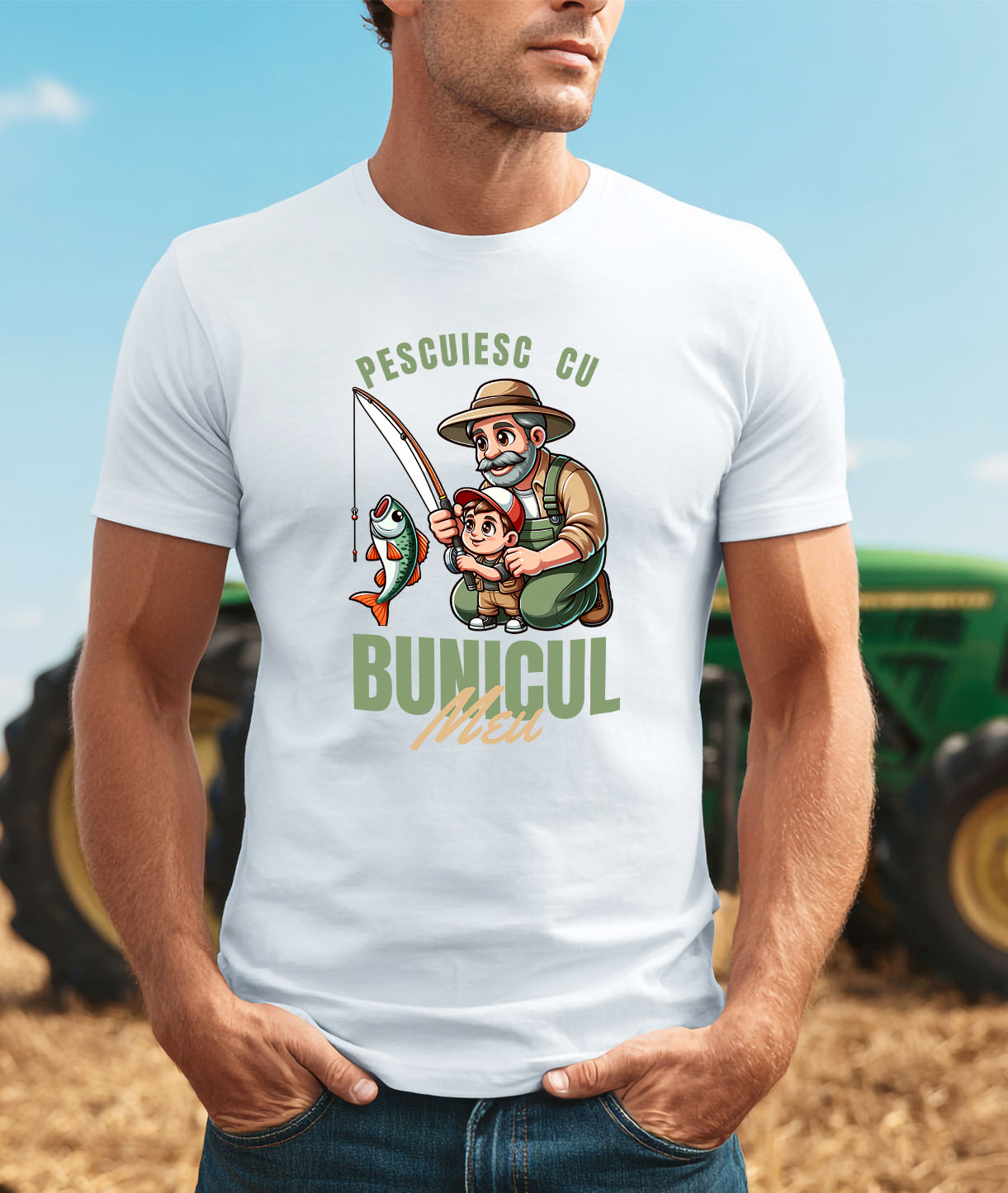 Tricou Femei, Barbati, Copii, Fata, Baiat, Unisex Personalizat „Pescuit cu Bunicul Meu - Cadou Personalizat pentru Familie, Bunici și Nepoți” [1]