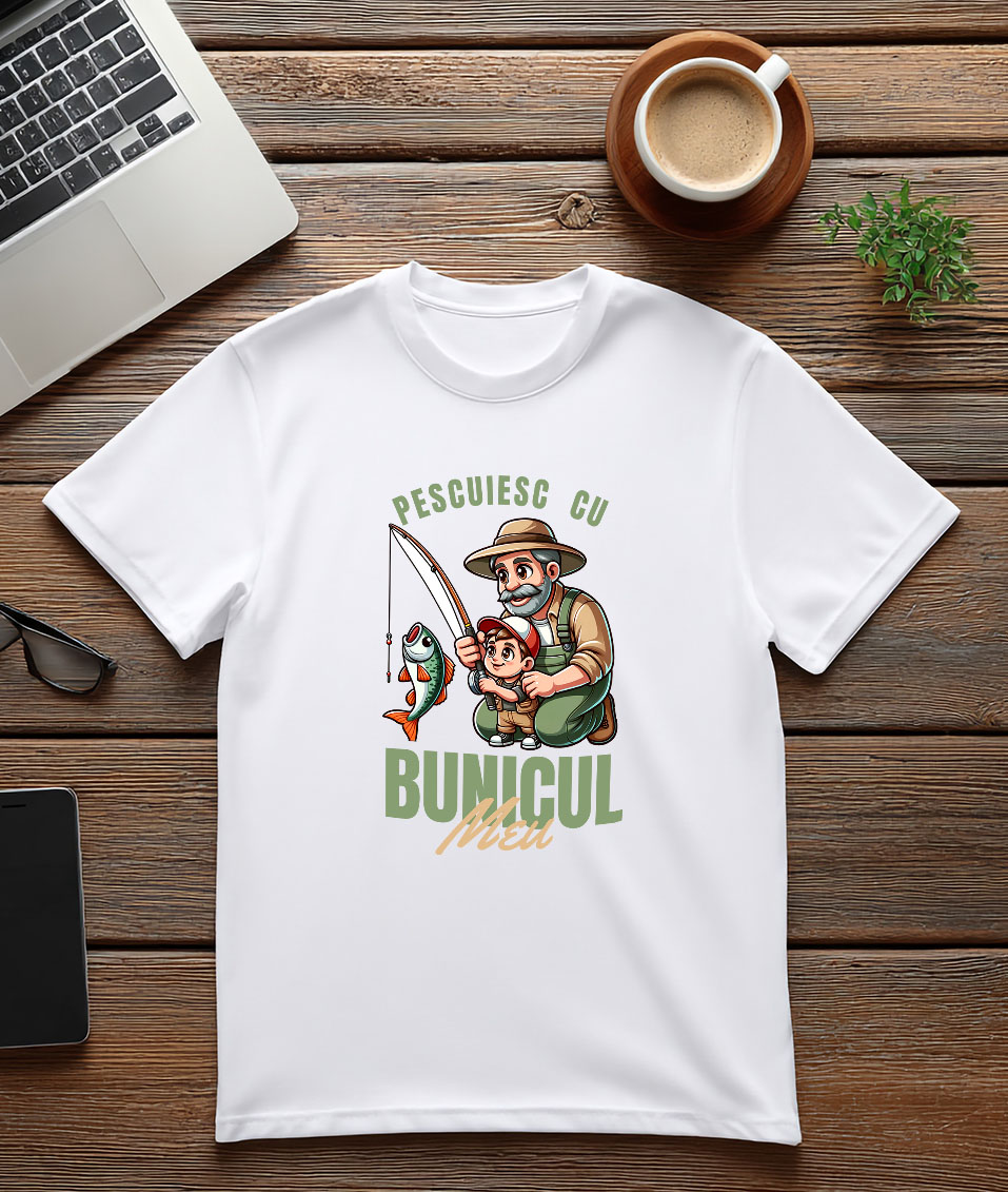Tricou Femei, Barbati, Copii, Fata, Baiat, Unisex Personalizat „Pescuit cu Bunicul Meu - Cadou Personalizat pentru Familie, Bunici și Nepoți” [2]