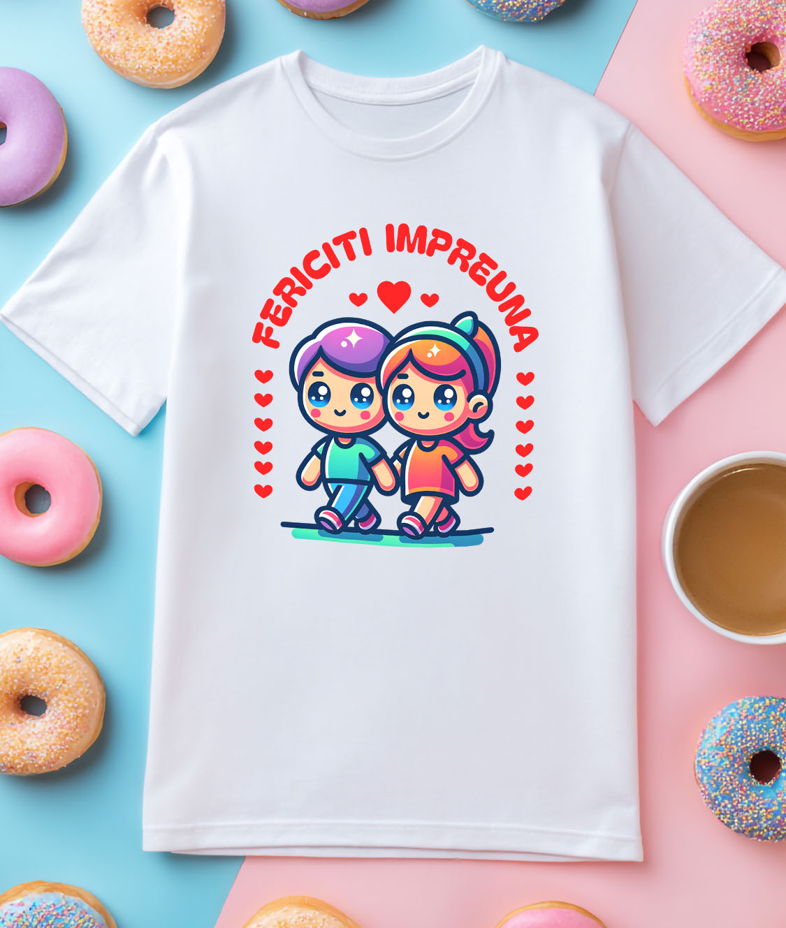 Tricou Femei, Barbati, Copii, Fata, Baiat, Unisex Personalizat „Cuplu Fericit în Plimbare Romantică - Cadou Personalizat pentru Iubiți” [2]