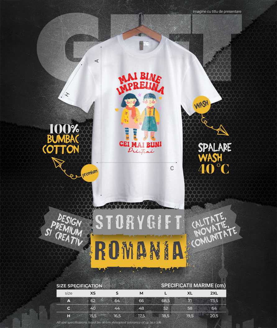 Tricou Femei, Barbati, Copii, Fata, Baiat, Unisex Personalizat Tricou Personalizat Copii – „Mai Bine Împreună, Cei Mai Buni Prieteni” [3]