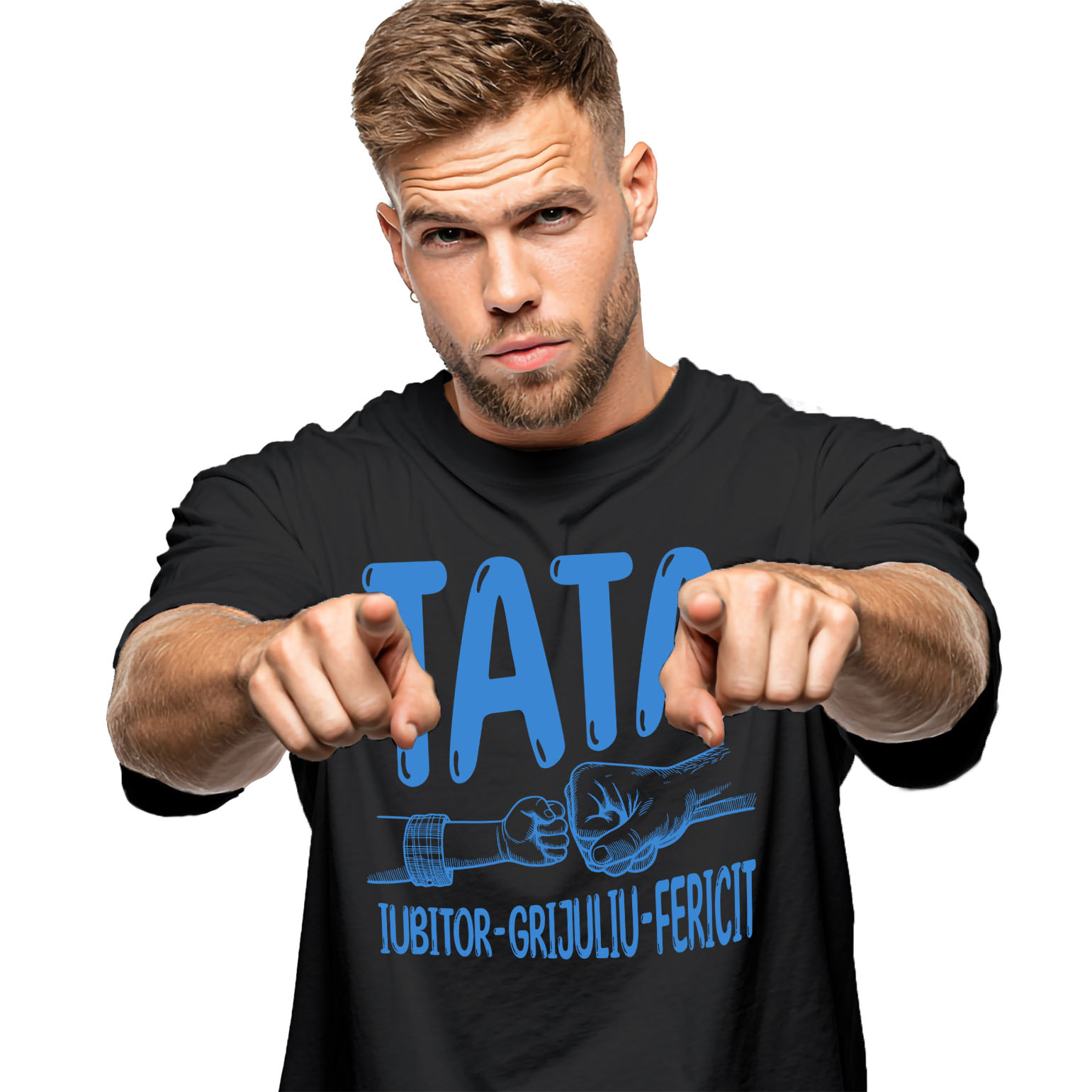 Familie - Tricou Femei, Barbati, Copii, Fata, Baiat, Unisex Personalizat Cadou Personalizat „Bătăie De Pumn” pentru Tata Iubitor și Grijuliu | Mesaje Emoționante pentru Familie