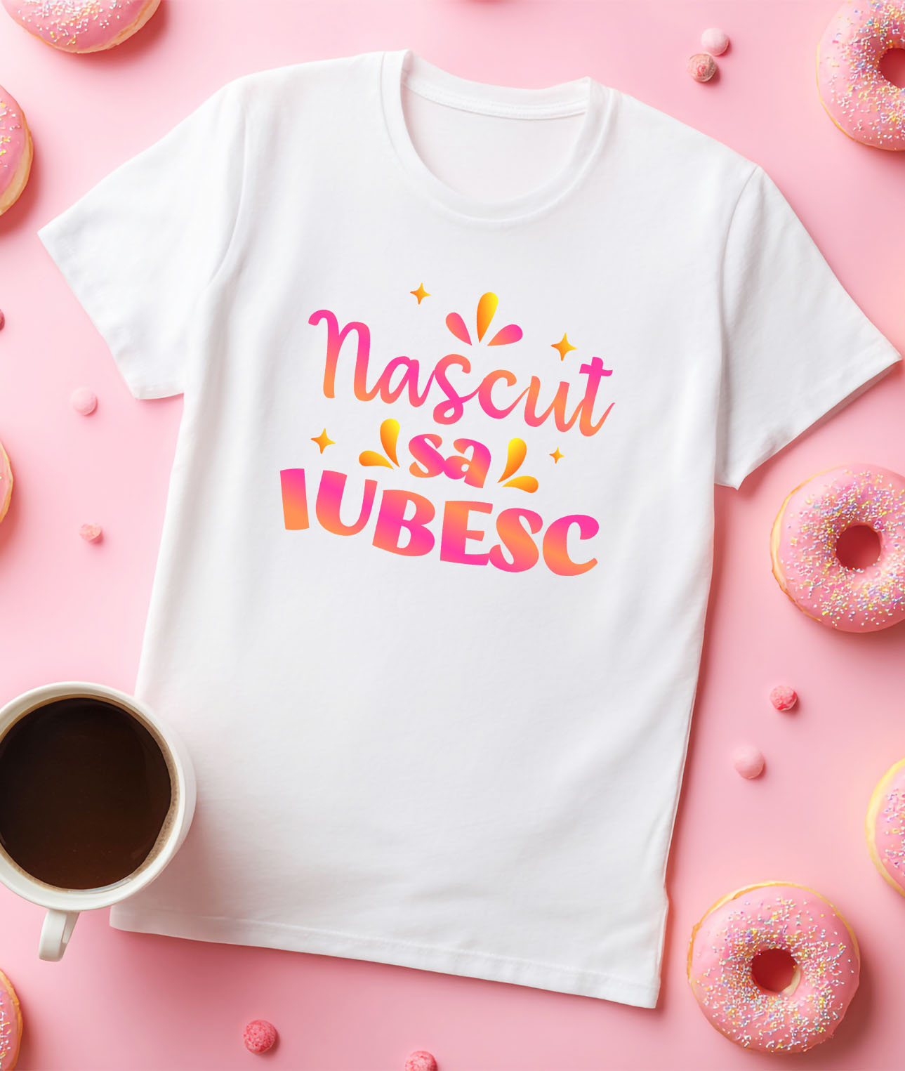 Tricou Femei, Barbati, Copii, Fata, Baiat, Unisex Personalizat Cadou Personalizat „Născut să Iubesc” | Mesaje Romantice Colorate pentru Familie și Copii [2]