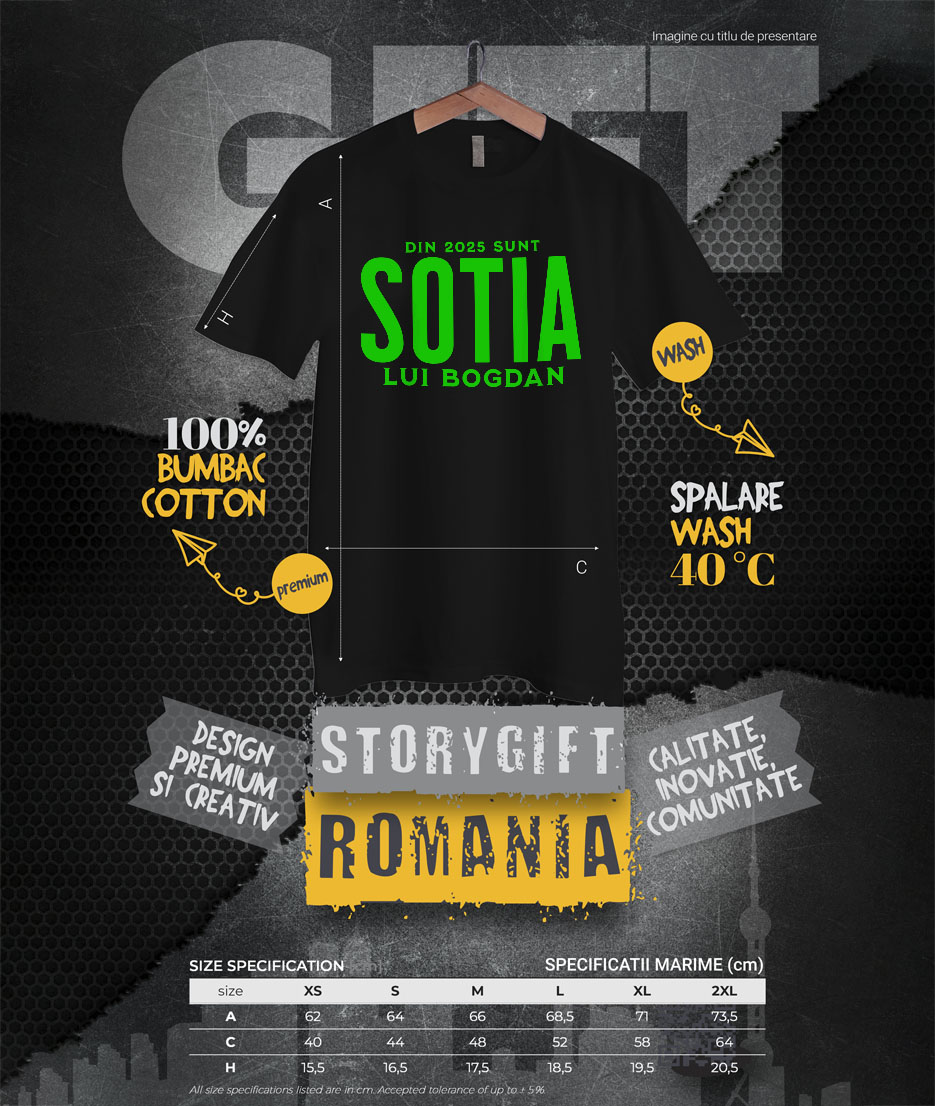Tricou Femei, Barbati, Copii, Fata, Baiat, Unisex Personalizat „Din 2025 Sunt Soția Lui Bogdan” | Cadou Personalizat pentru Cuplu și Familie [3]