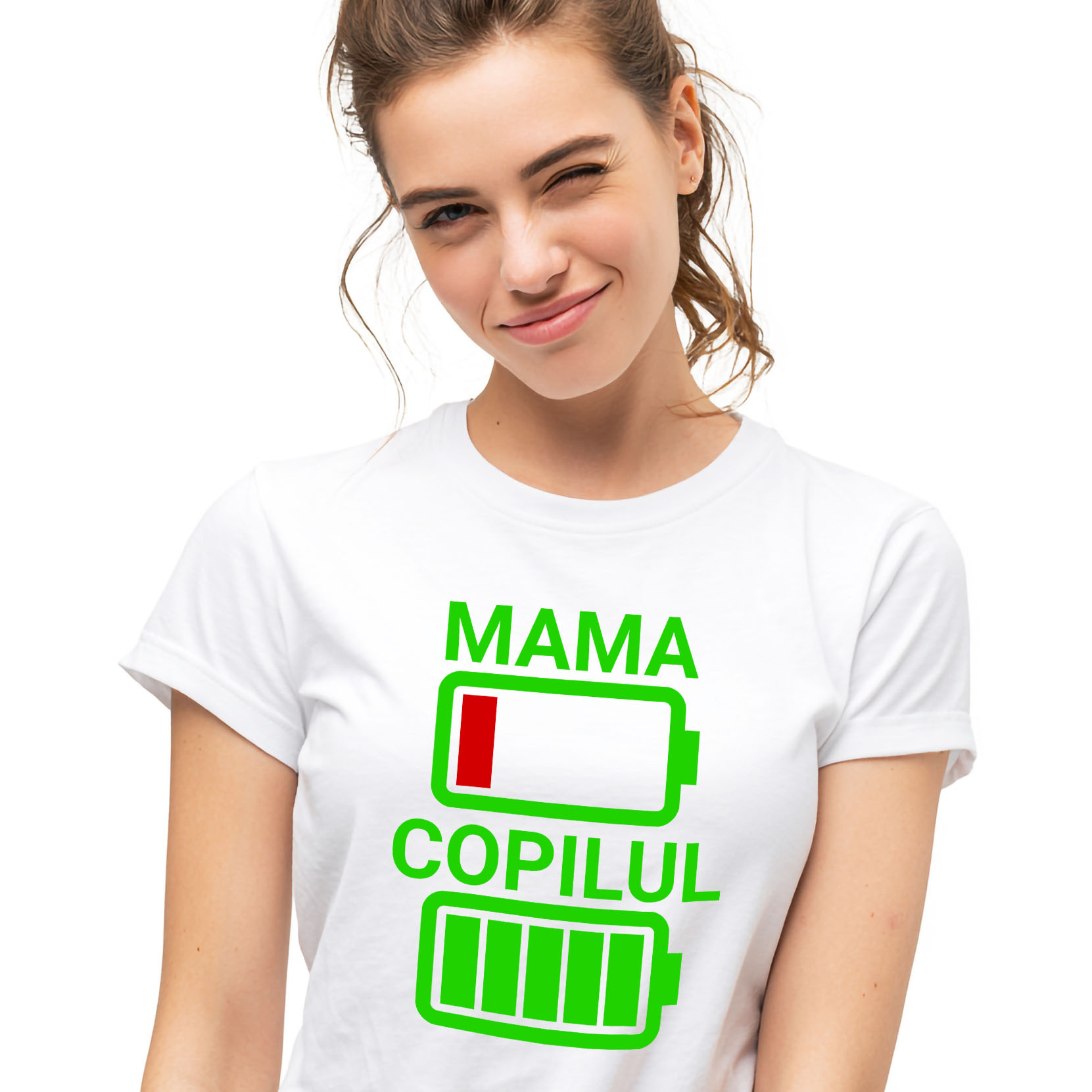 Familie - Tricou Femei, Barbati, Copii, Fata, Baiat, Unisex Personalizat Baterii Încărcare pentru Mama și Copil | Cadou Personalizat de Energie pentru Familie