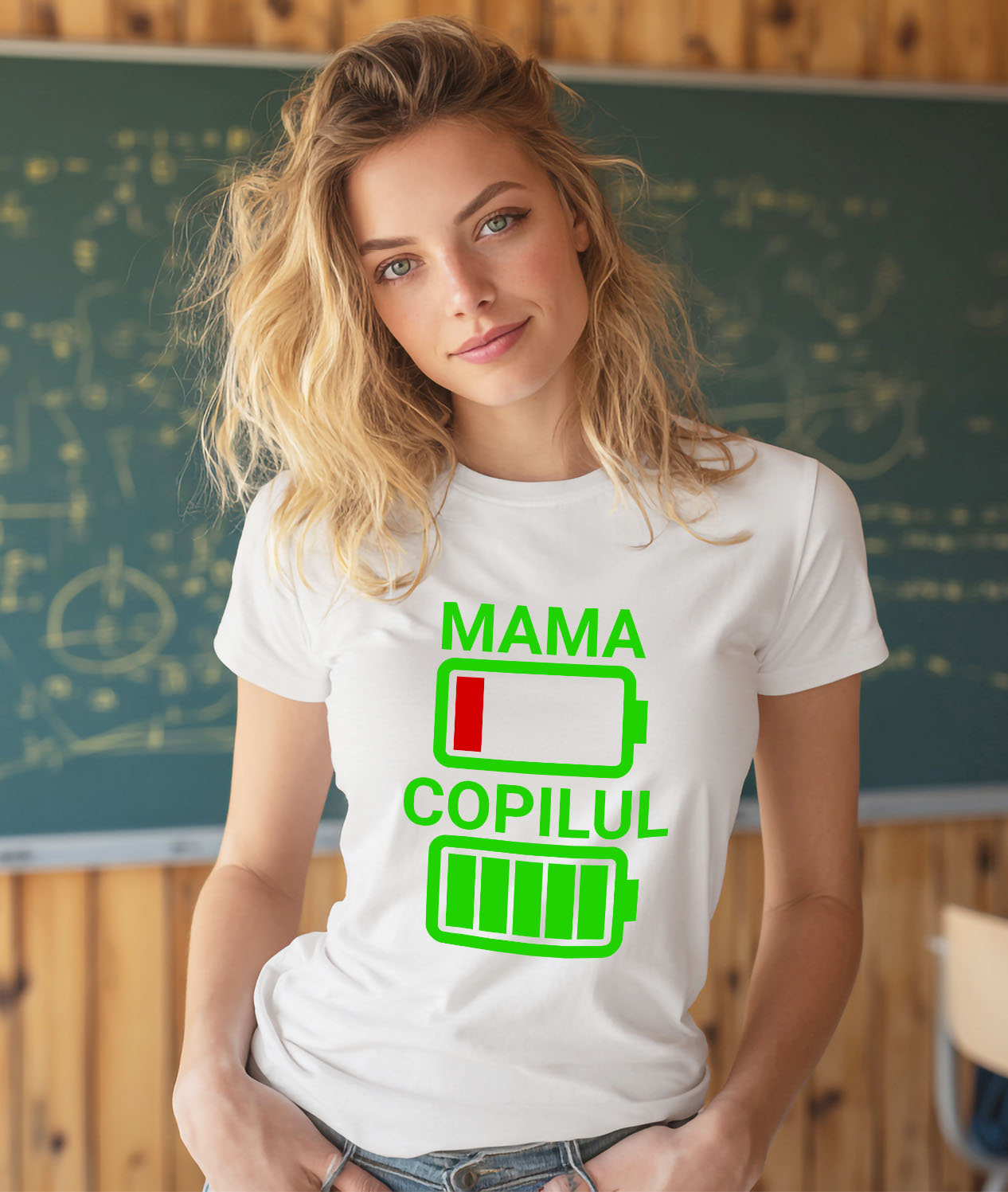 Tricou Femei, Barbati, Copii, Fata, Baiat, Unisex Personalizat Baterii Încărcare pentru Mama și Copil | Cadou Personalizat de Energie pentru Familie [1]