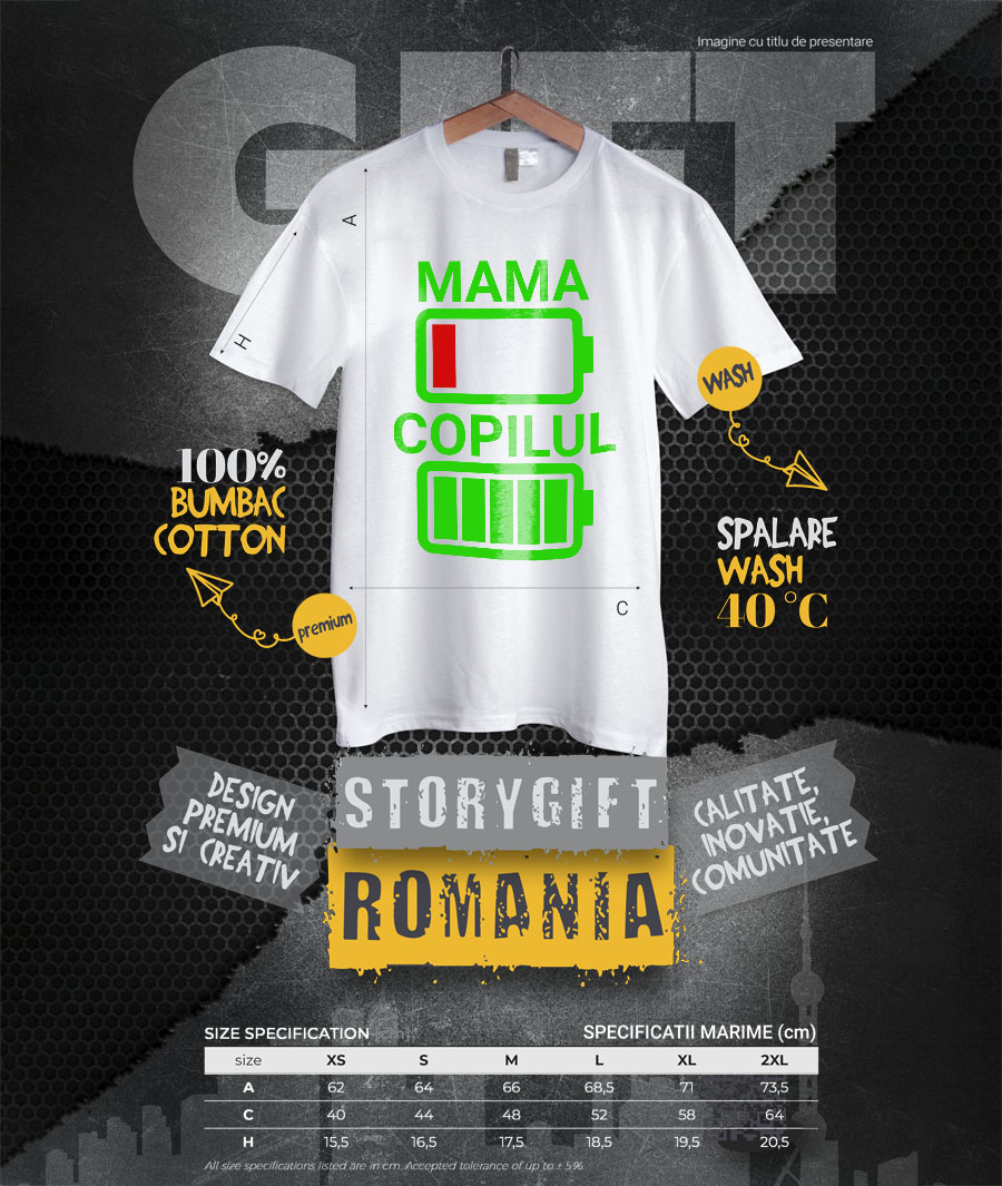 Tricou Femei, Barbati, Copii, Fata, Baiat, Unisex Personalizat Baterii Încărcare pentru Mama și Copil | Cadou Personalizat de Energie pentru Familie [3]