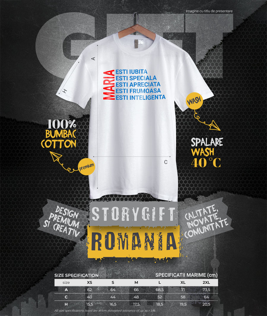 Tricou Femei, Barbati, Copii, Fata, Baiat, Unisex Personalizat Mesaj Romantic de Valentine's Day pentru Maria | Cadou Iubire Specială [3]