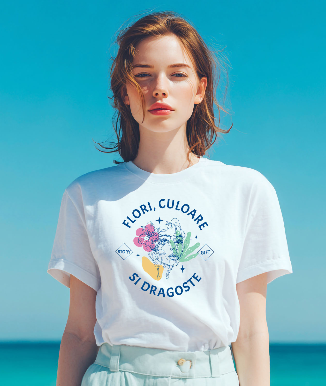 Tricou Femei, Barbati, Copii, Fata, Baiat, Unisex Personalizat Cadou Personalizat Flori Colorate și Iubire | Chip Feminin cu Mesaj Inspirațional [1]