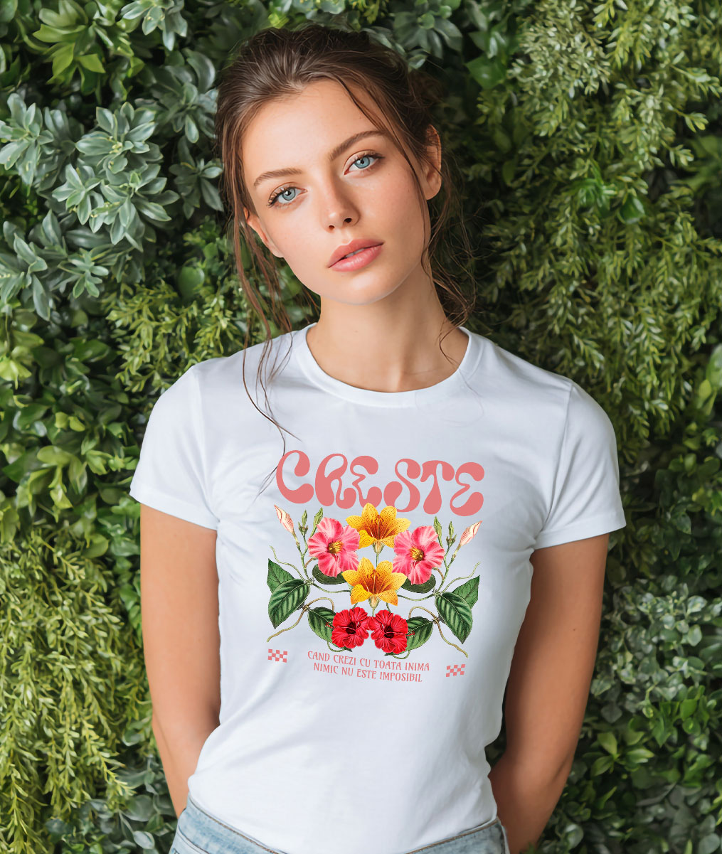 Tricou Femei, Barbati, Copii, Fata, Baiat, Unisex Personalizat Flori Colorate cu Mesaj de Speranță | Nimic Nu Este Imposibil - Cadou Personalizat [1]