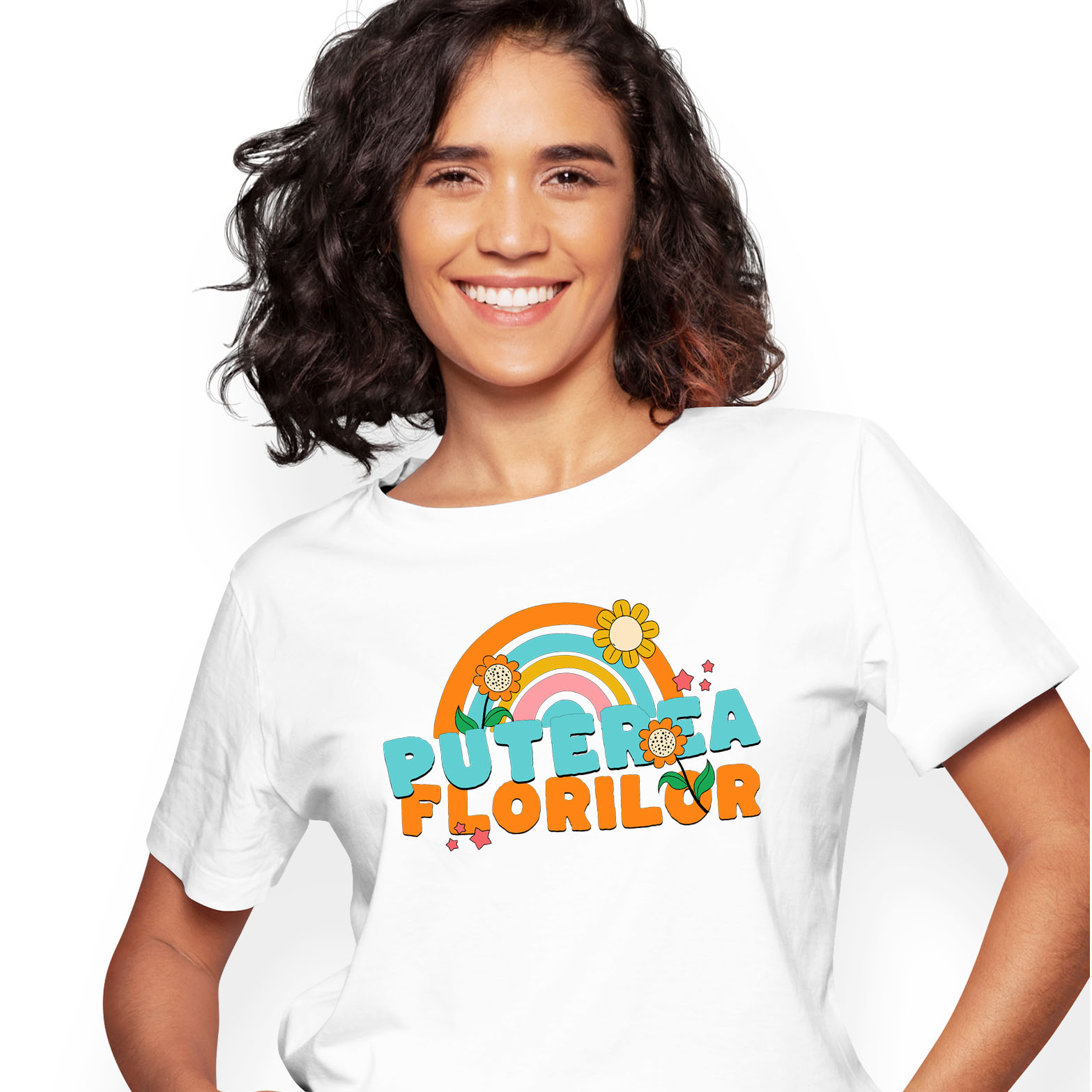Flori - Tricou Femei, Barbati, Copii, Fata, Baiat, Unisex Personalizat Curcubeu Colorat de Flori Diverse | Puterea Florilor și Frumusețea Naturii | Cadou Personalizat