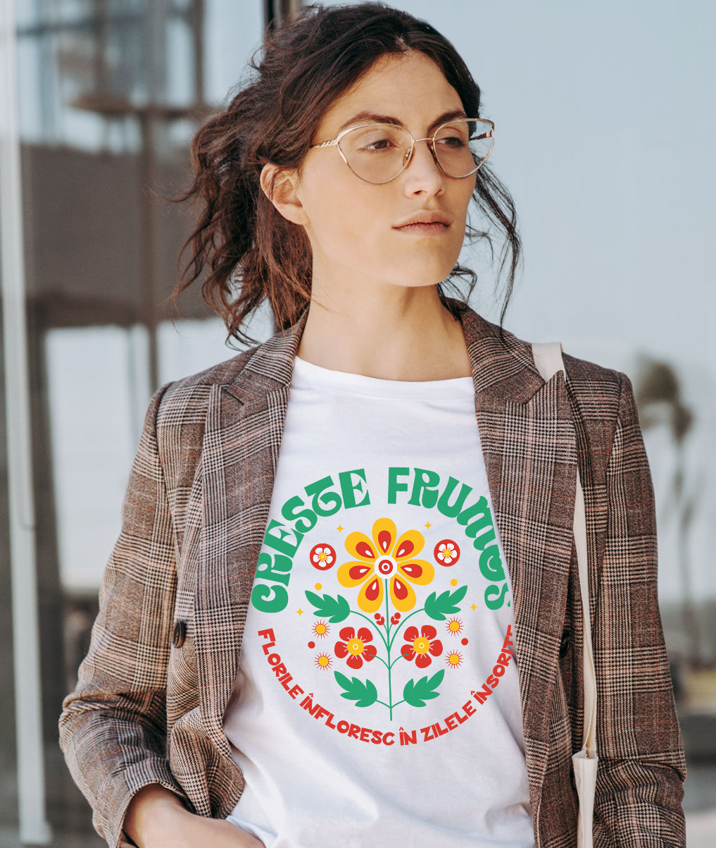 Tricou Femei, Barbati, Copii, Fata, Baiat, Unisex Personalizat Floare Colorată Crește Frumos | Flori Înflorite în Zilele Însorite | Cadou Personalizat [1]