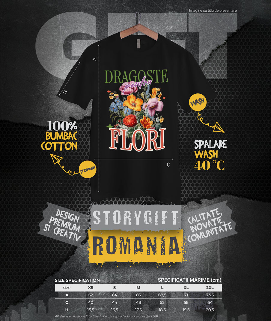 Tricou Femei, Barbati, Copii, Fata, Baiat, Unisex Personalizat Buchet de Flori Colorate „Dragoste pentru Flori și Natură” | Cadou Floral pentru Cei Dragi [3]