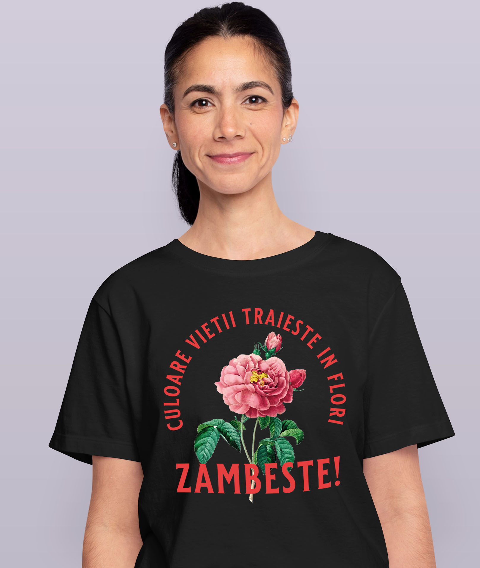 Tricou Femei, Barbati, Copii, Fata, Baiat, Unisex Personalizat Floare Colorată cu Text „Zâmbește, Culoarea Vieții Trăiește în Flori” | Cadouri Personalizate pentru Femei, Familie și Prieteni [1]