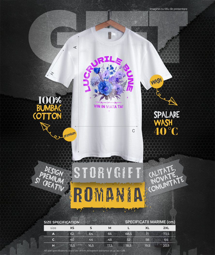 Tricou Femei, Barbati, Copii, Fata, Baiat, Unisex Personalizat Buchet De Flori Colorat cu Text „Lucrurile Bune Vin În Viața Ta” | Cadouri Personalizate pentru Familie și Prieteni [3]