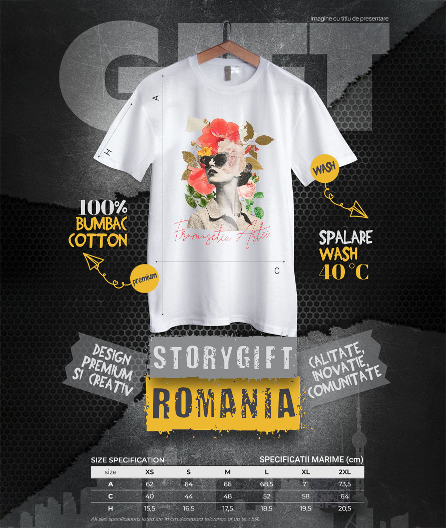 Tricou Femei, Barbati, Copii, Fata, Baiat, Unisex Personalizat Artă Abstractă Chip Feminin cu Ochelari și Text „Frumusețea Artei” | Cadouri Personalizate pentru Femei și Familie [3]