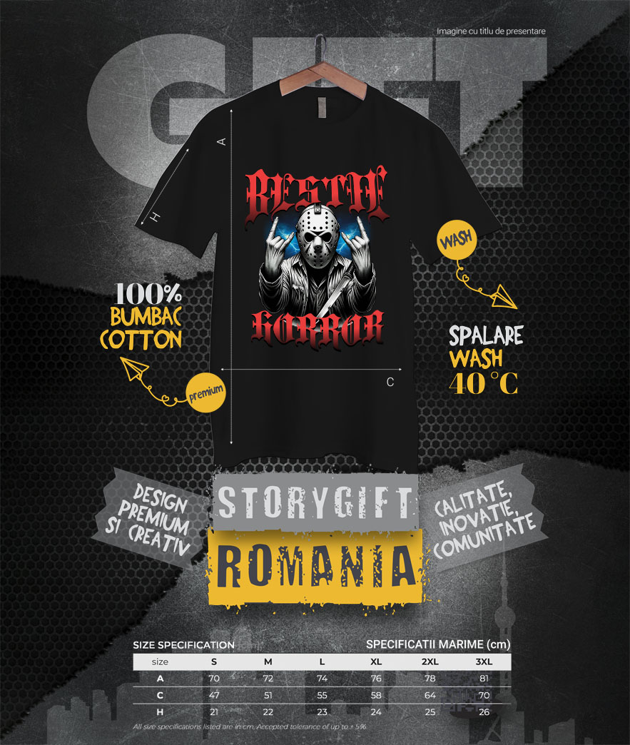 Tricou Femei, Barbati, Copii, Fata, Baiat, Unisex Personalizat Bărbat cu Masca Înfricoșătoare și Cuțit | Bestie Horror Halloween | Cadouri Personalizate pentru Petrecerea de Halloween [3]