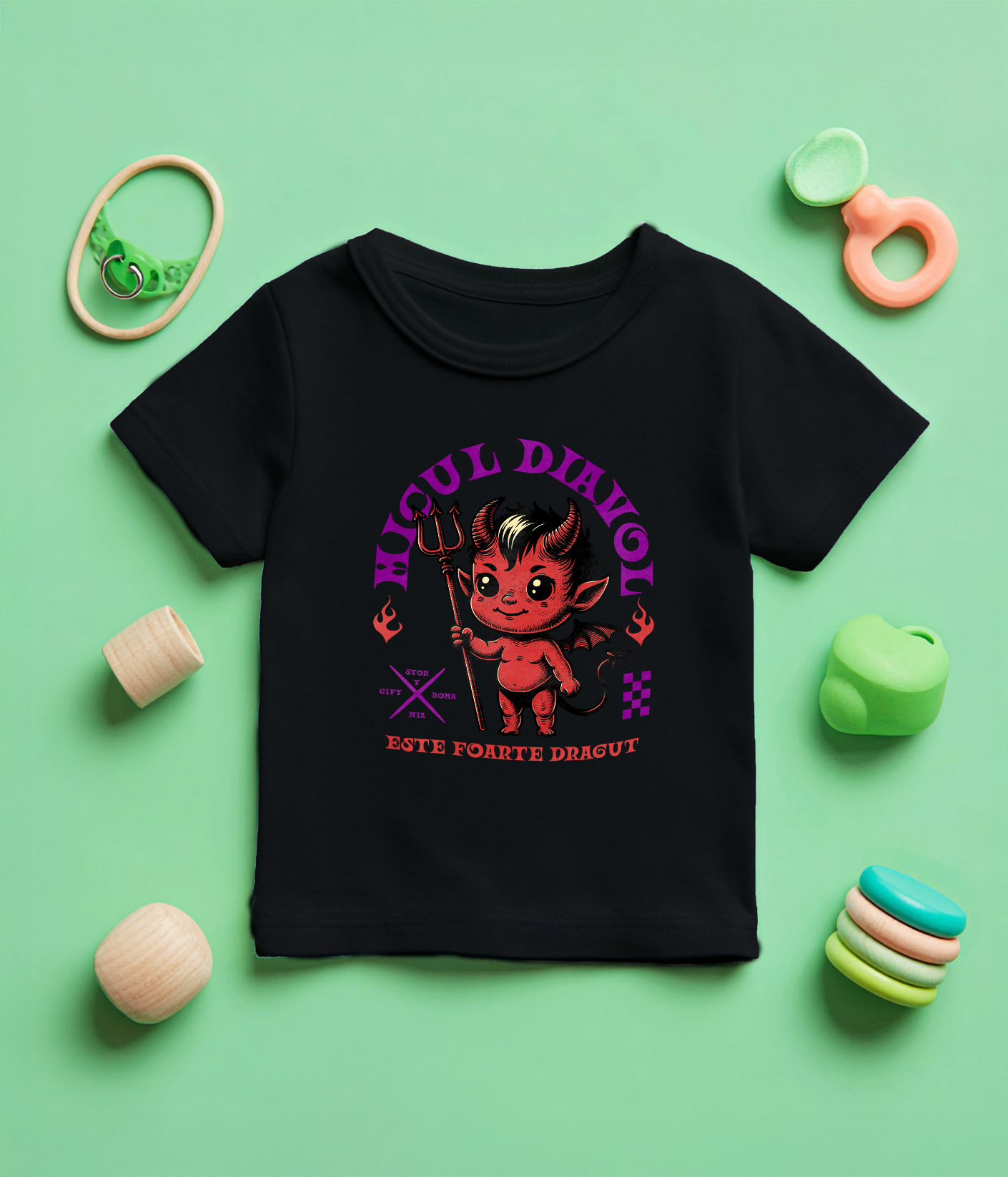 Tricou Femei, Barbati, Copii, Fata, Baiat, Unisex Personalizat Diavol Cu Furca și Mesaj „Micul Diavol Este Foarte Drăguț” pentru Halloween | Cadou Personalizat pentru Copii [4]