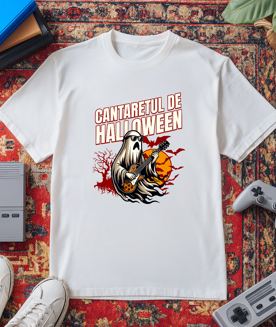 Tricou Femei, Barbati, Copii, Fata, Baiat, Unisex Personalizat Mumie cu Chitară și Ochelari de Soare | Cântărețul De Halloween | Cadou Personalizat pentru Copii și Familie [2]