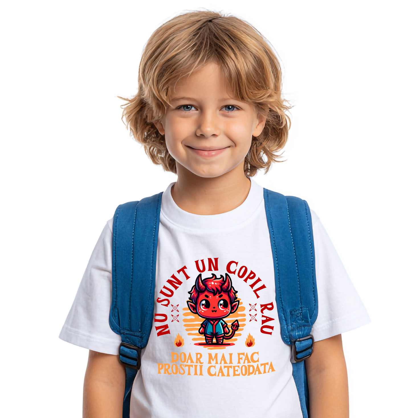 Tricou Femei, Barbati, Copii, Fata, Baiat, Unisex Personalizat Costum Diavol Cu Coarne și Mesaj Amuzant pentru Copii | Cadou Halloween Personalizat [1]