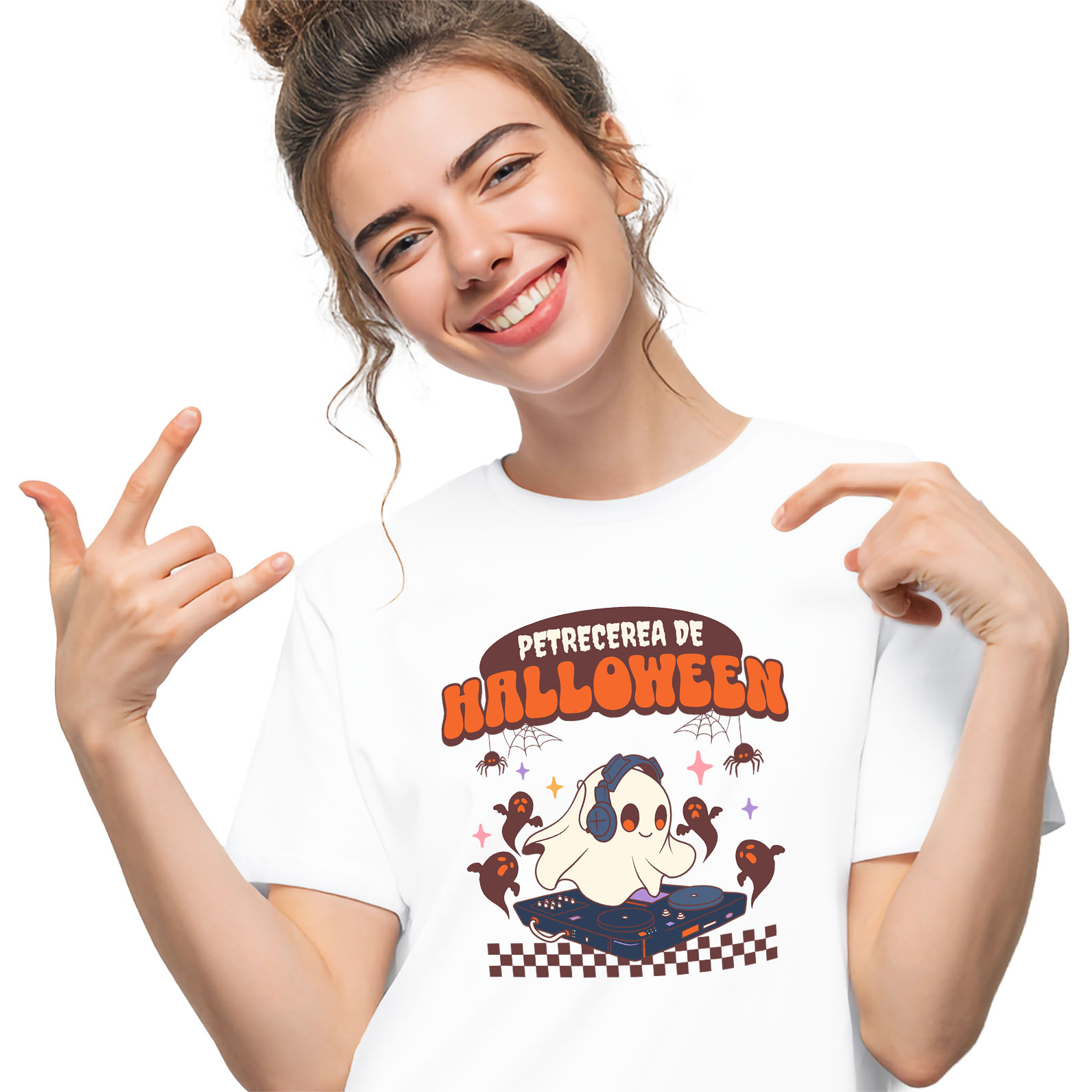 Halloween - Tricou Femei, Barbati, Copii, Fata, Baiat, Unisex Personalizat Costum Fantomă DJ pentru Halloween | Petrecere Muzicală de Halloween