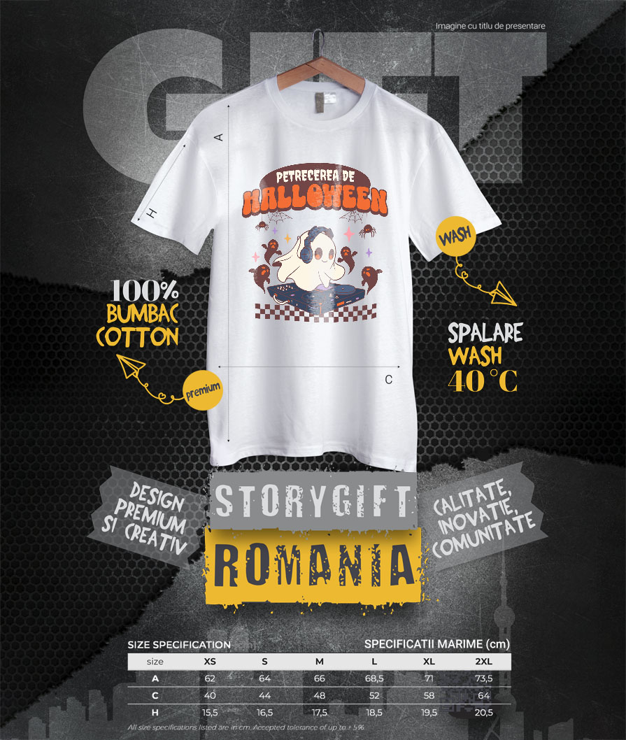 Tricou Femei, Barbati, Copii, Fata, Baiat, Unisex Personalizat Costum Fantomă DJ pentru Halloween | Petrecere Muzicală de Halloween [3]