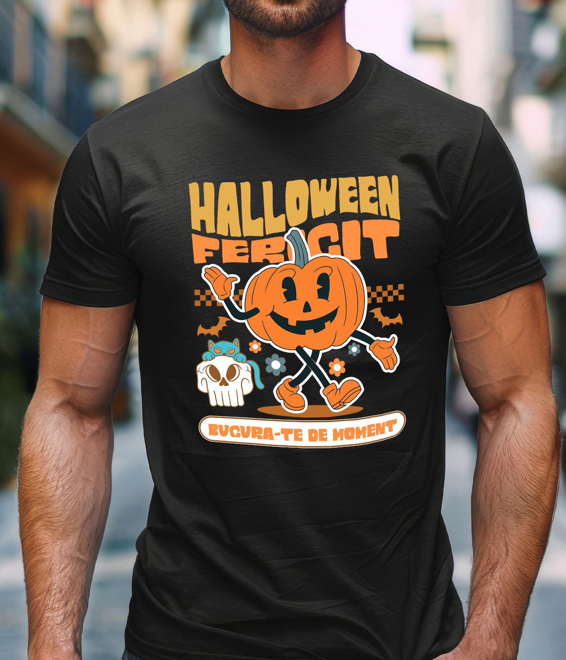 Tricou Femei, Barbati, Copii, Fata, Baiat, Unisex Personalizat Dovleac de Halloween Vesel | Halloween Fericit și Distracție pentru Toată Familia [1]