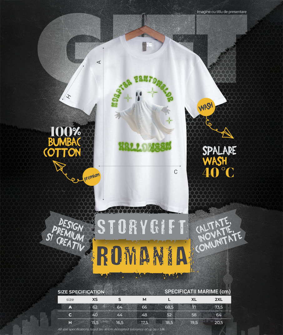 Tricou Femei, Barbati, Copii, Fata, Baiat, Unisex Personalizat Fantoma Albă de Halloween | Noaptea Fantomelor și Sărbătoare Horror [3]