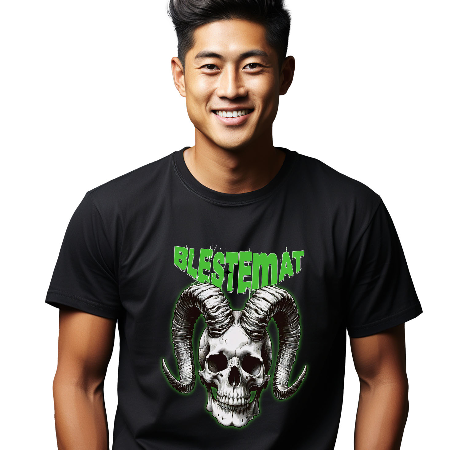 Halloween - Tricou Femei, Barbati, Copii, Fata, Baiat, Unisex Personalizat Craniu Uman Mort cu Coarne Lung | Blestemat de Halloween