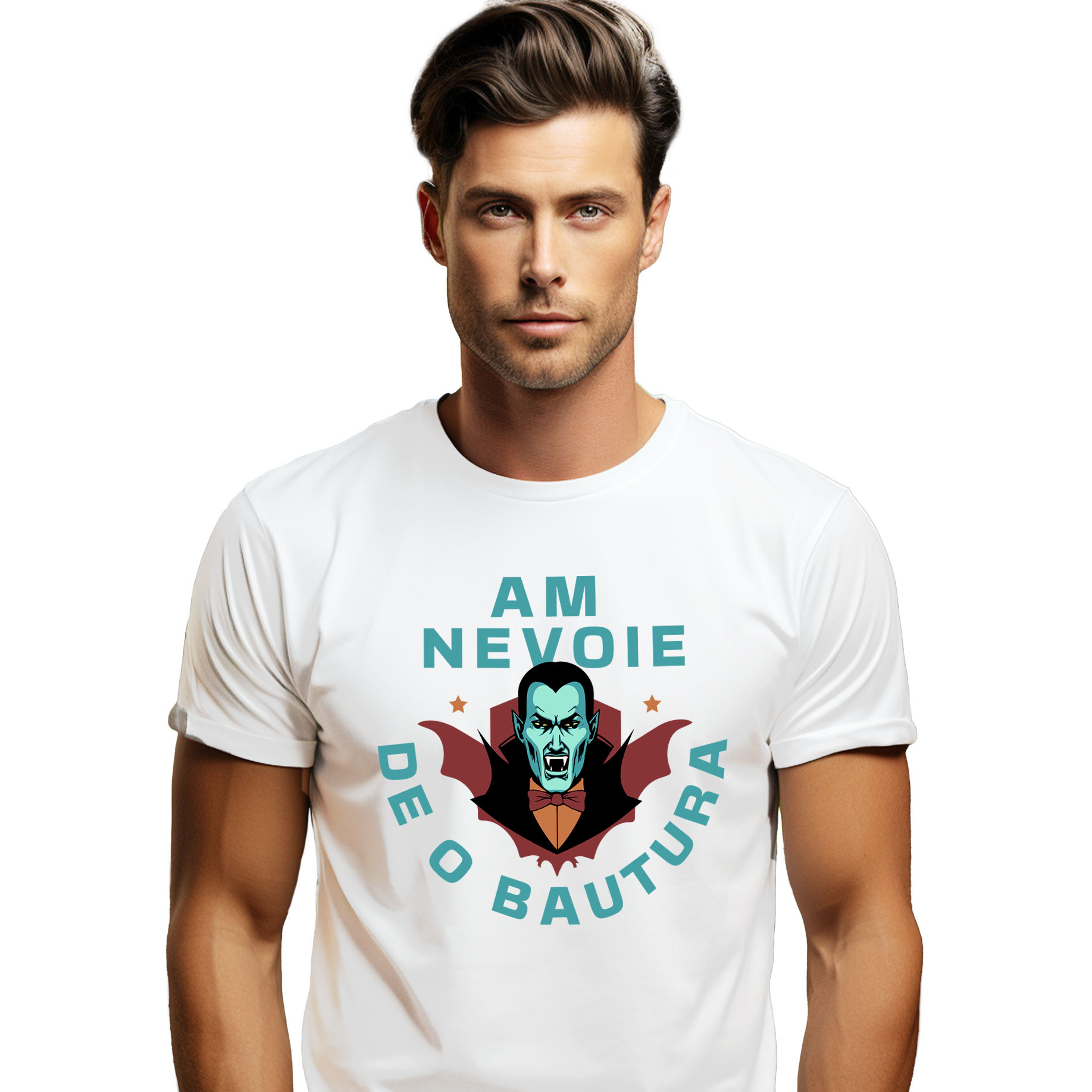 Halloween - Tricou Femei, Barbati, Copii, Fata, Baiat, Unisex Personalizat Dracula cu Colți și Pelerină | Băutură Halloween