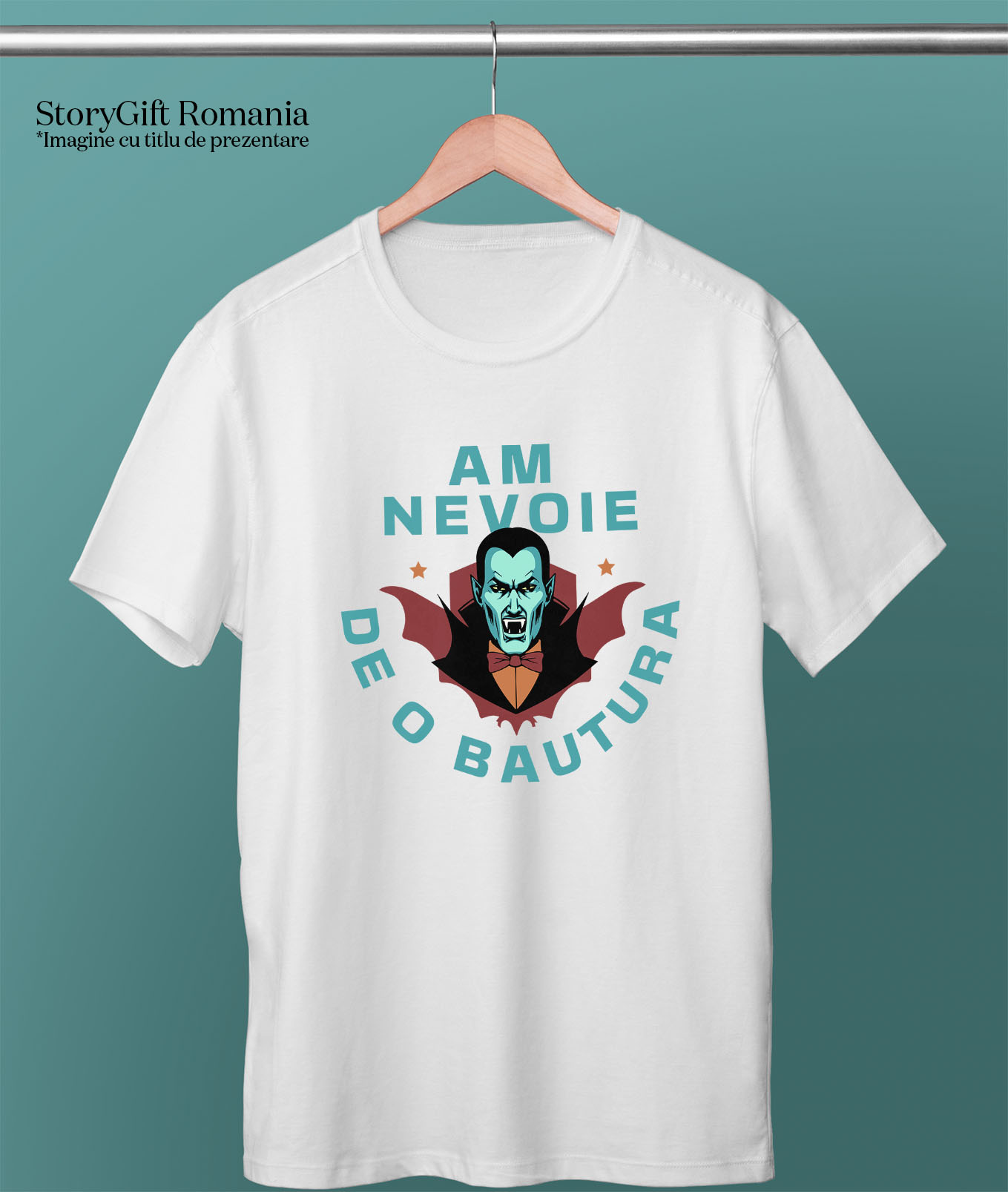 Tricou Femei, Barbati, Copii, Fata, Baiat, Unisex Personalizat Dracula cu Colți și Pelerină | Băutură Halloween [2]