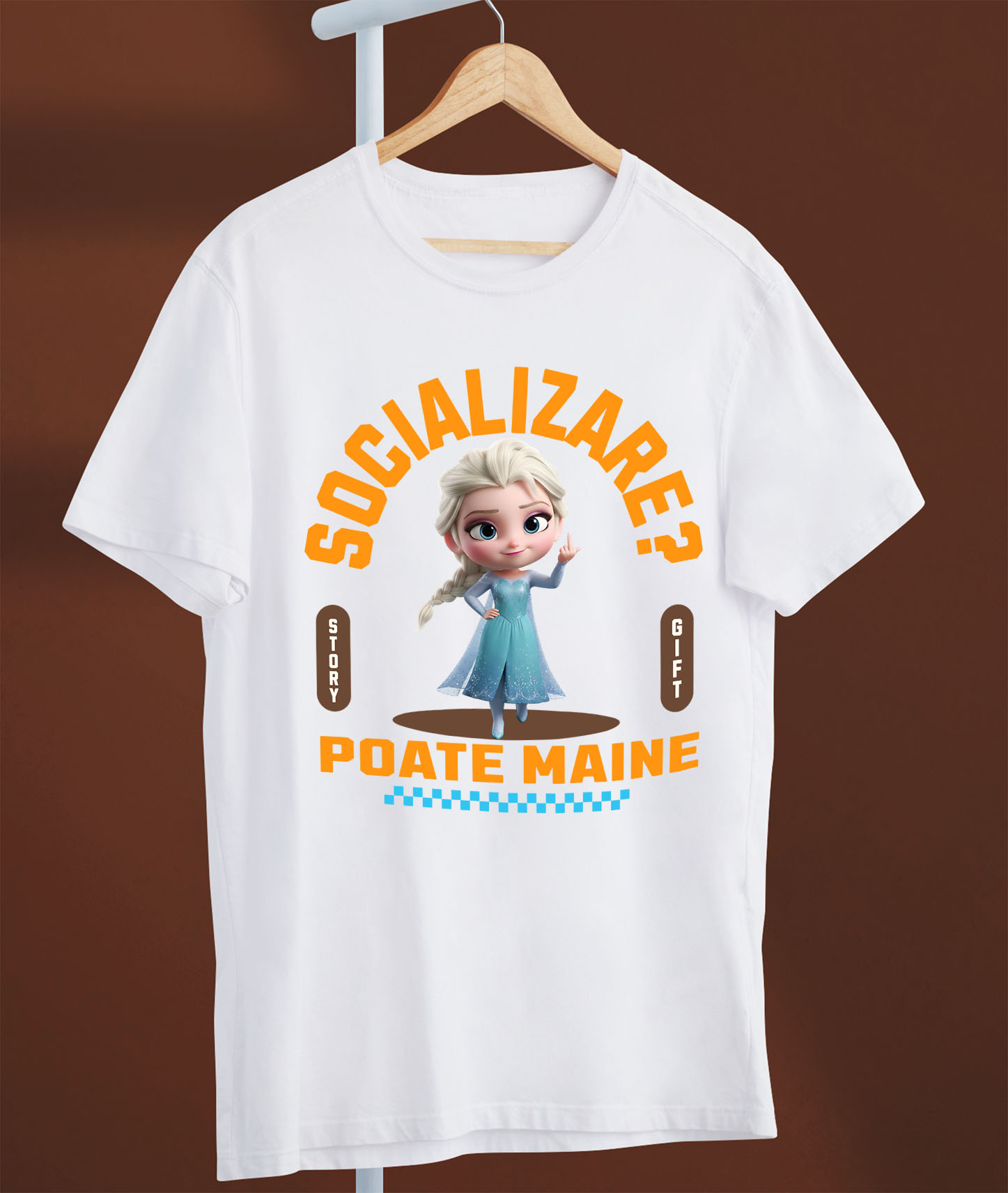 Tricou Femei cu Elsa , Degetul Mijlociu, Socializare? Poate maine, Anti-social 100% Bumbac, Alb, S [2]