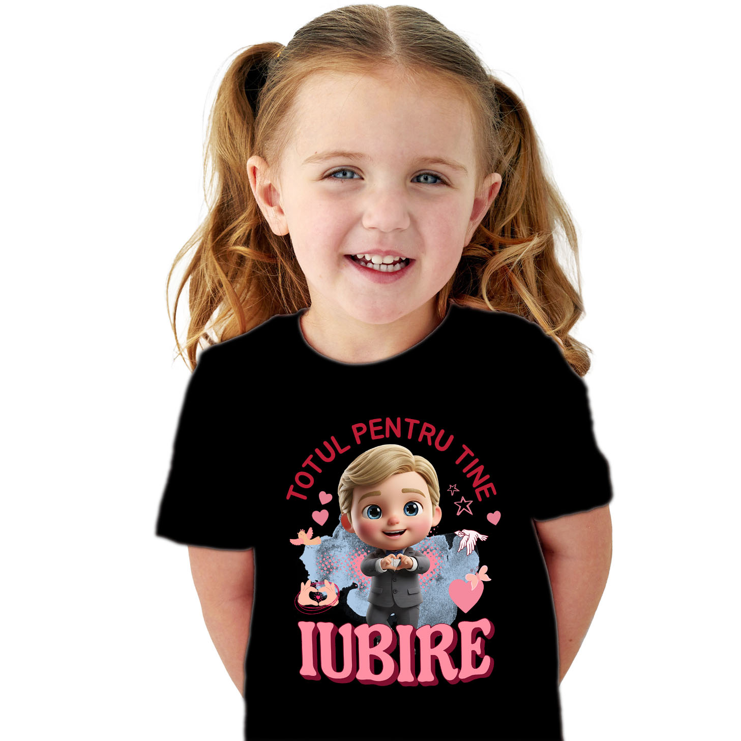 Valentine's Day - Tricou Copii cu Ken, Barbie, Iubire, Dragoste, Afectiune, Inima 100% Bumbac, Negru, 10 Ani