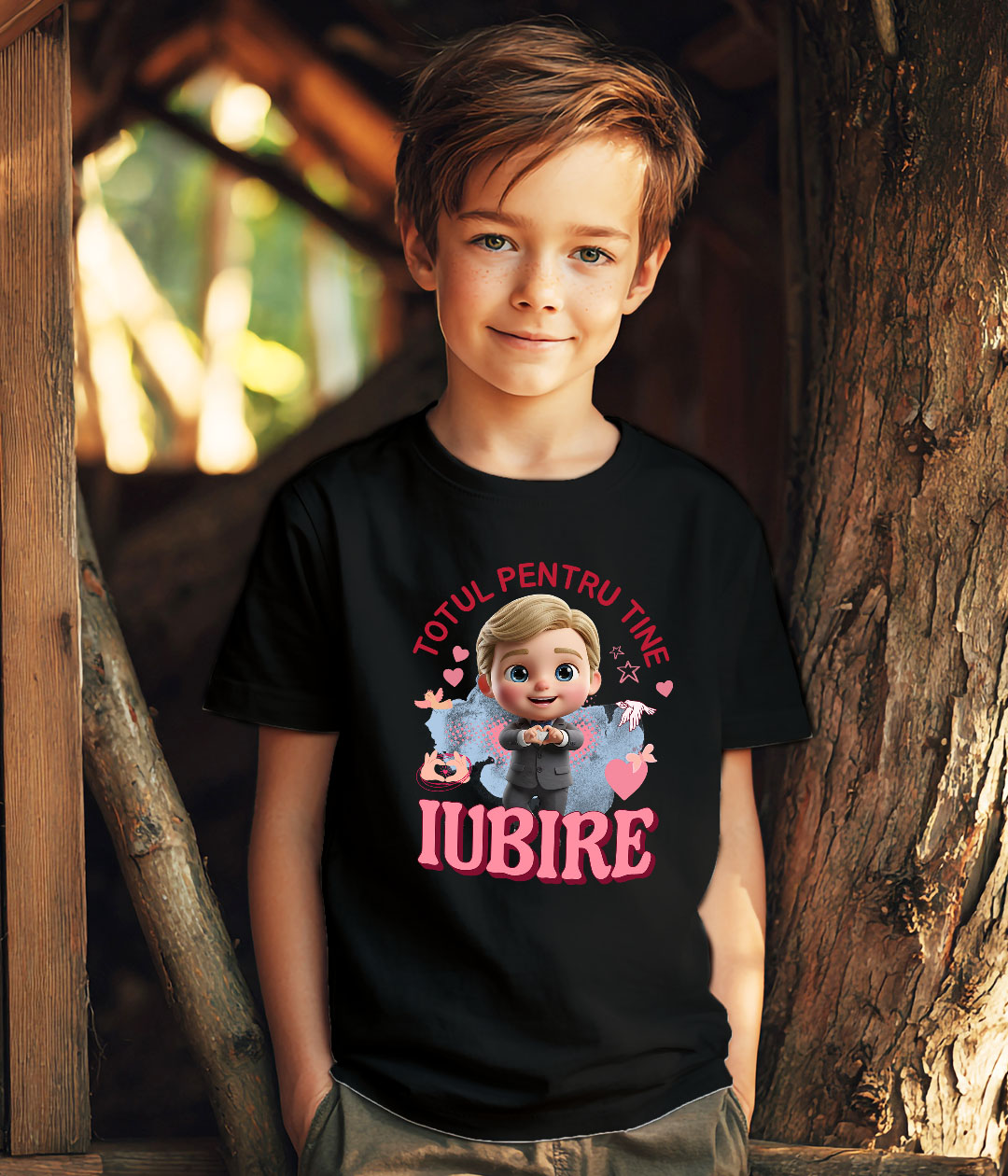 Tricou Copii cu Ken, Barbie, Iubire, Dragoste, Afectiune, Inima 100% Bumbac, Negru, 10 Ani [2]