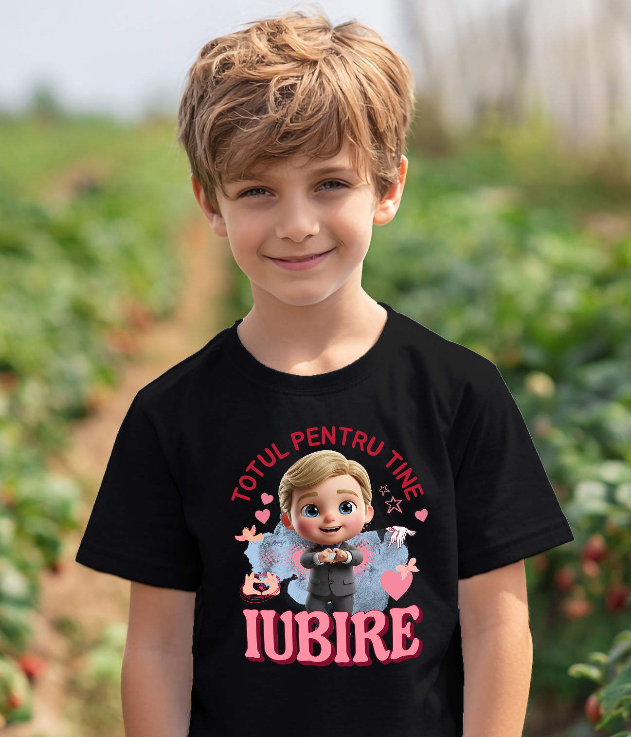 Tricou Copii cu Ken, Barbie, Iubire, Dragoste, Afectiune, Inima 100% Bumbac, Negru, 10 Ani [3]