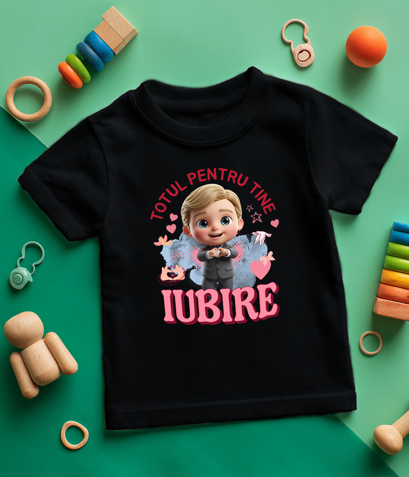 Tricou Copii cu Ken, Barbie, Iubire, Dragoste, Afectiune, Inima 100% Bumbac, Negru, 10 Ani [4]