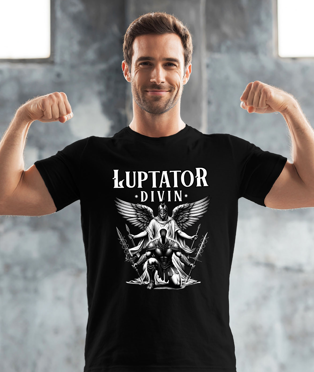 Tricou Femei, Barbati, Copii, Fata, Baiat, Unisex Personalizat Inger Samurai cu Aripi - Statuie Motivatională pentru Bărbați și Femei [1]