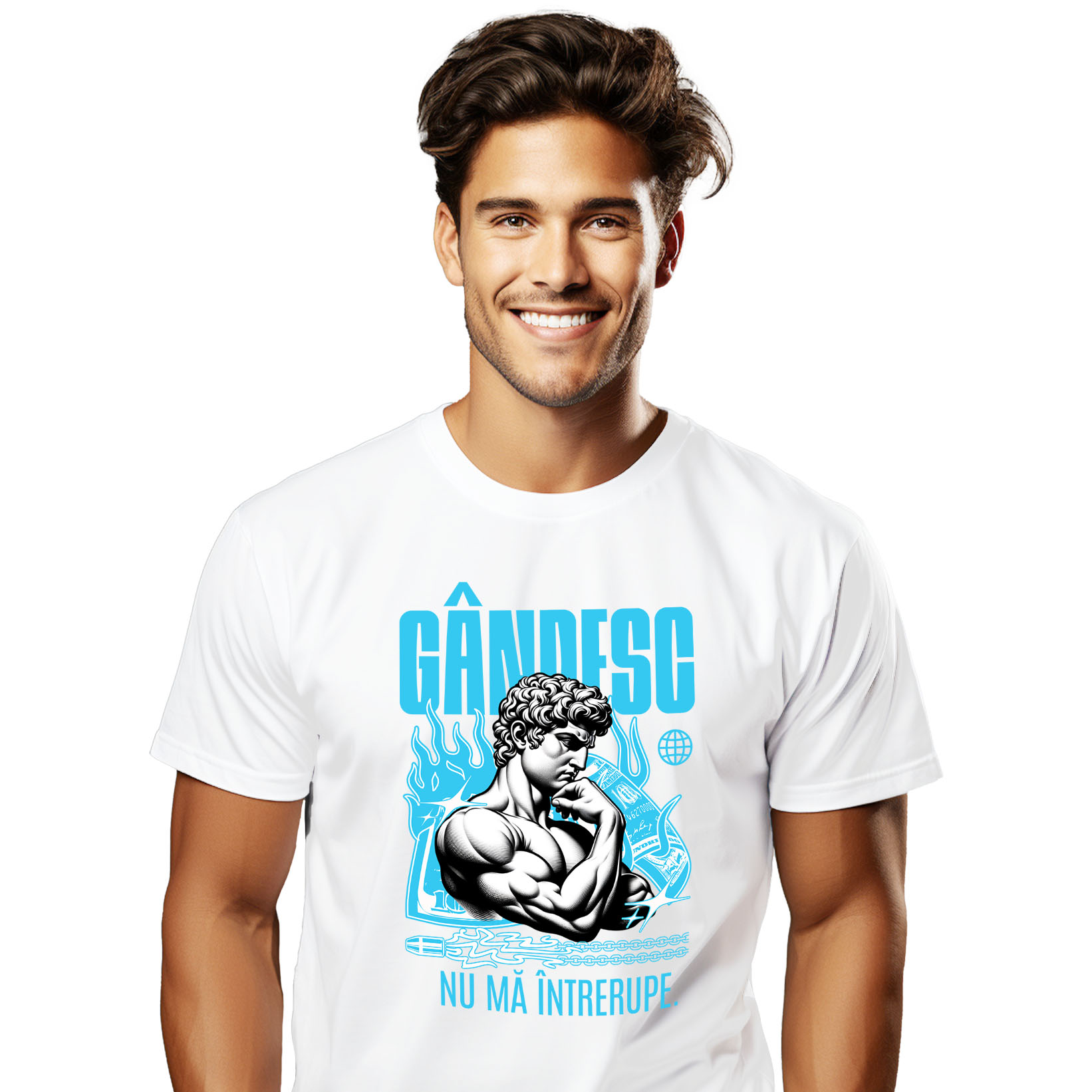 Ingeri Si Zei - Tricou Femei, Barbati, Copii, Fata, Baiat, Unisex Personalizat Statuie Grecească Gânditor - Cadou Motivational și Inspirant